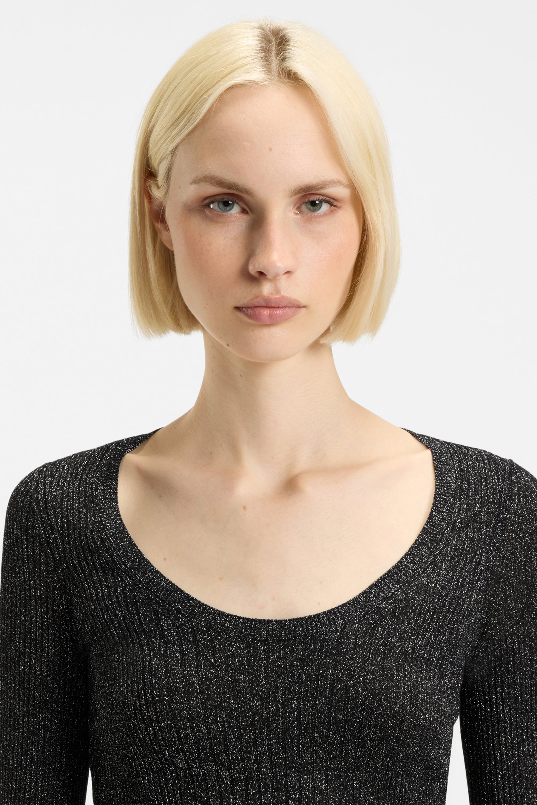 HUGO Slim Fit Sparkling Yarn Scoop Neck Sweater Sunessiny Blond, Person, Erwachsener, Weiblich, Frau