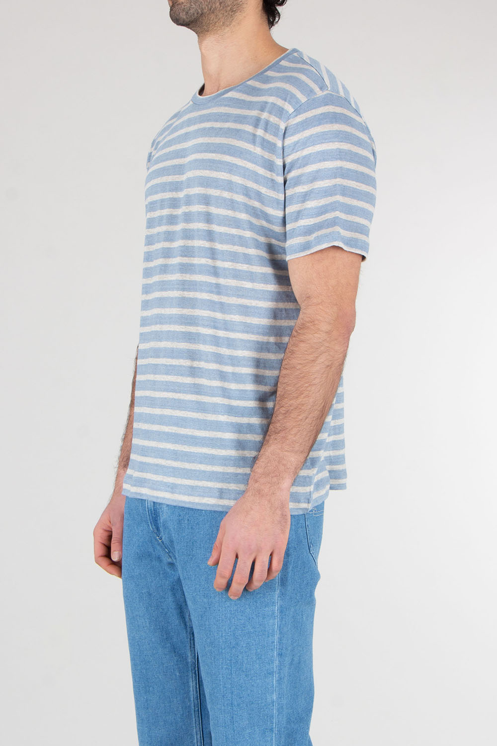STEFAN BRANDT Regular Fit Striped Linen Jersey T-Shirt Enno