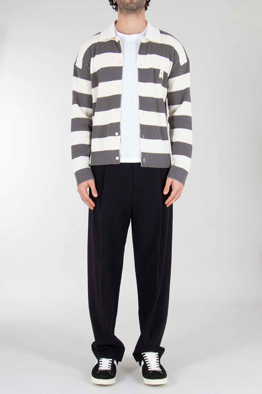 AMI PARIS Knitted Cotton Cardigan Ami De Coeur 