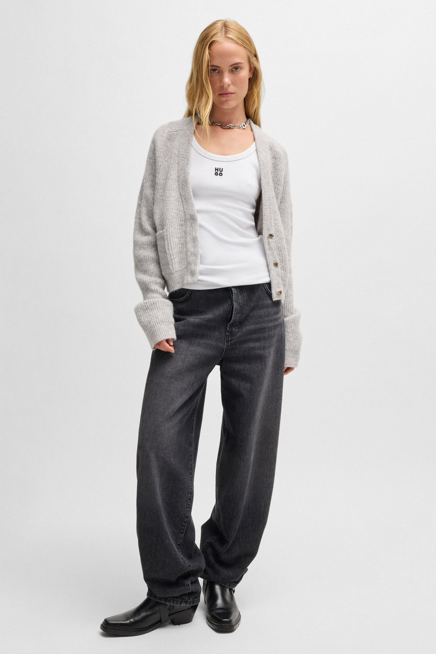 HUGO Relaxed Fit Wool-Alpaca Blend Cardigan Sarendety HUGO Relaxed Fit Wool-Alpaca Blend Cardigan Sarendety