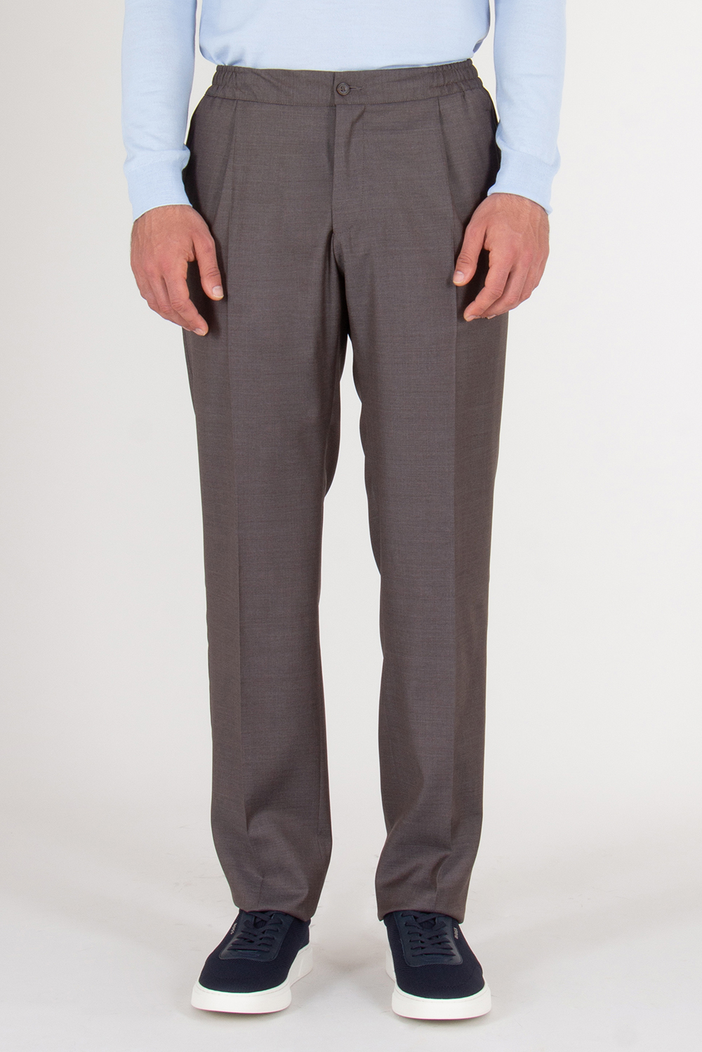 KITON Regular Fit Tailored Virgin wool Drawcord Trousers