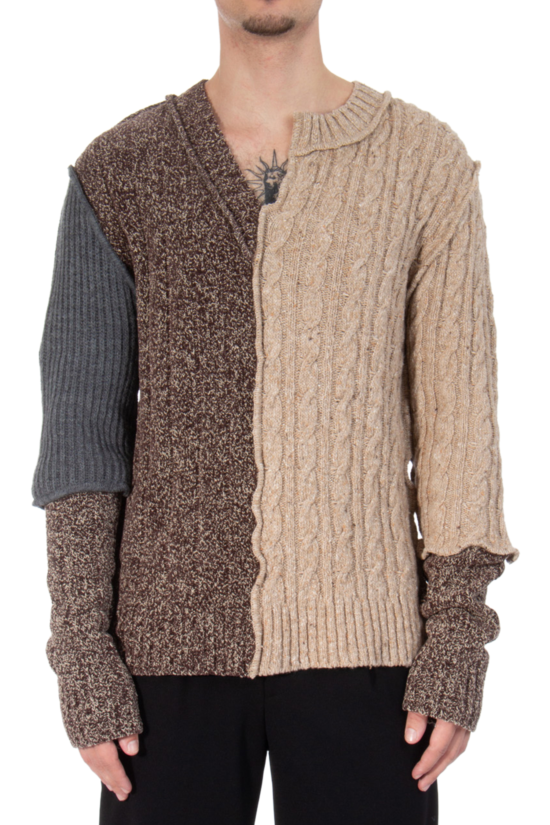 DOLCE & GABBANA Patchwok Wool Knit Sweater 