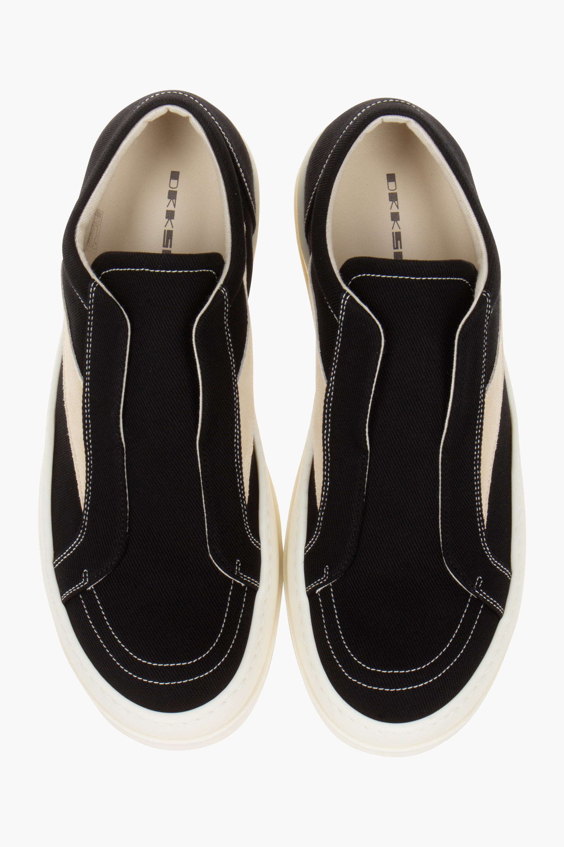 RICK OWENS DRKSHDW Overdyed Denim & Suede Laceless Vintage Sneakers Bekleidung, Schuhwerk, Schuh, Sneaker, Wildleder
