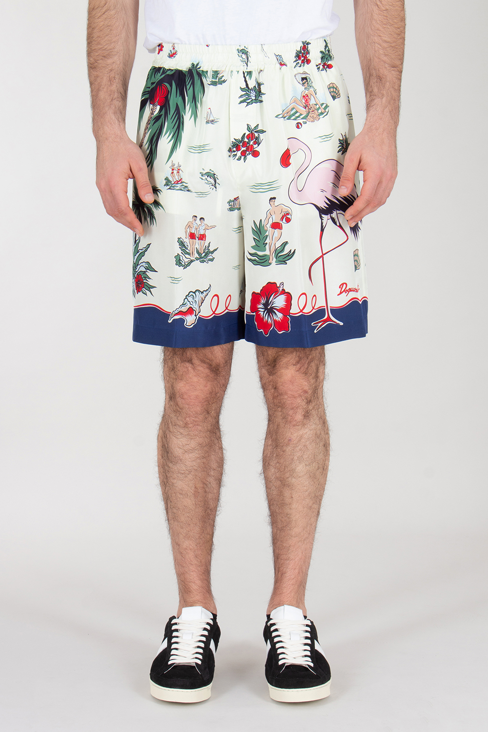DSQUARED2 Relaxed Fit Silk Baseball Shorts