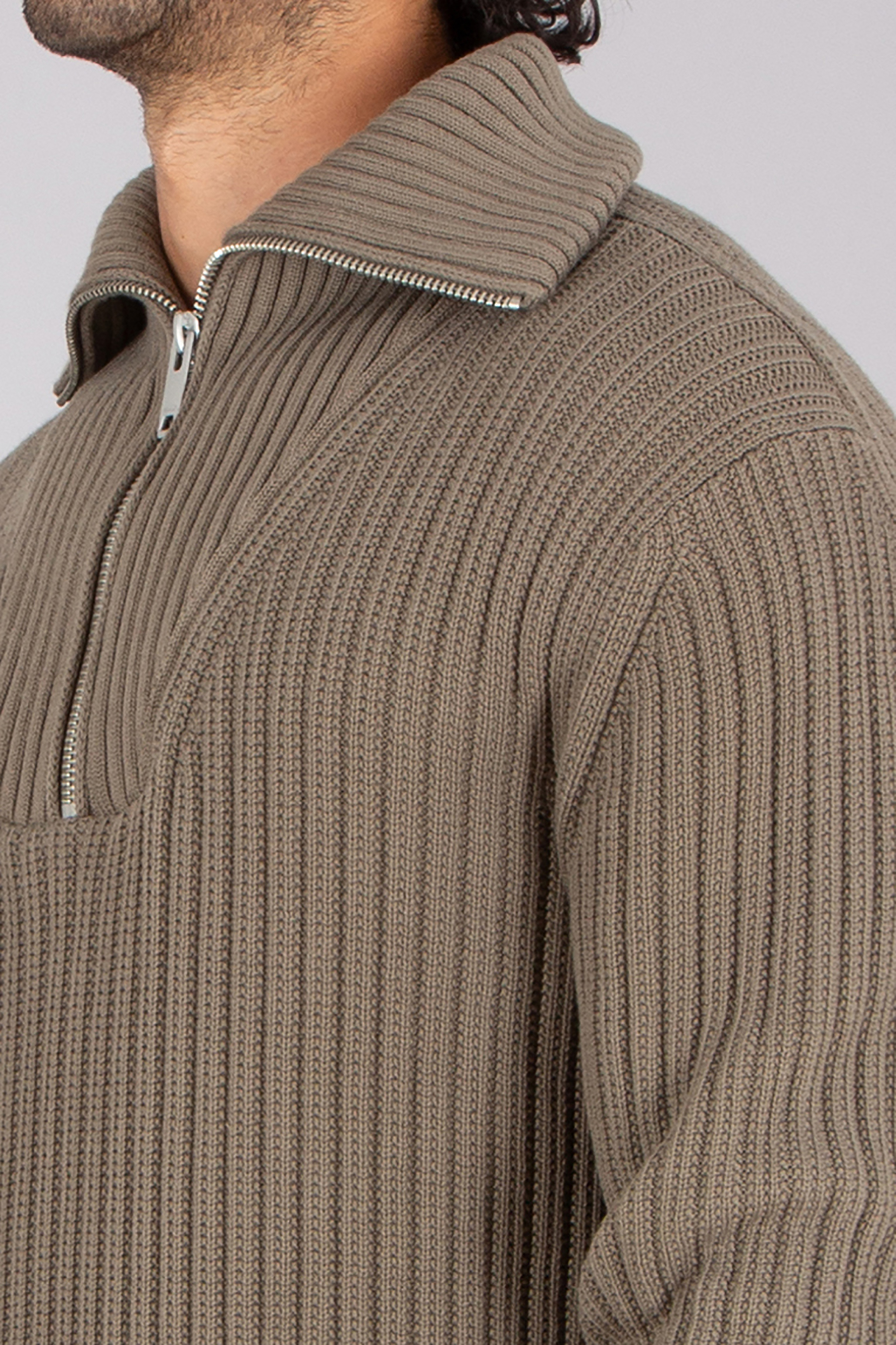 HUGO Regular Fit Ribbed Cotton Half-Zip Sweater Srigg Strickwaren, Pullover, Mantel, Mann, Person