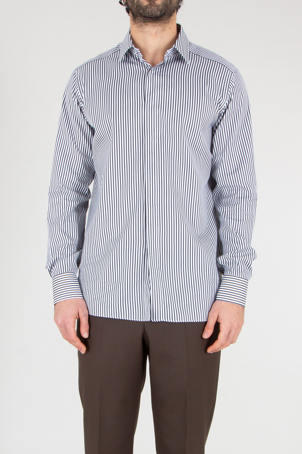 TOM FORD Classic Fit Striped Cotton-Silk Blend Shirt