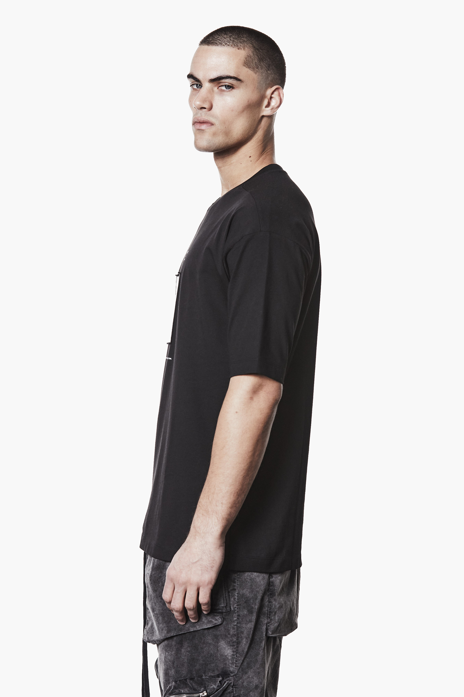 THOM KROM Loose Fit Patched Print Cotton Jersey T-Shirt T-shirt, Ärmel, Langer Ärmel, Mann, Person