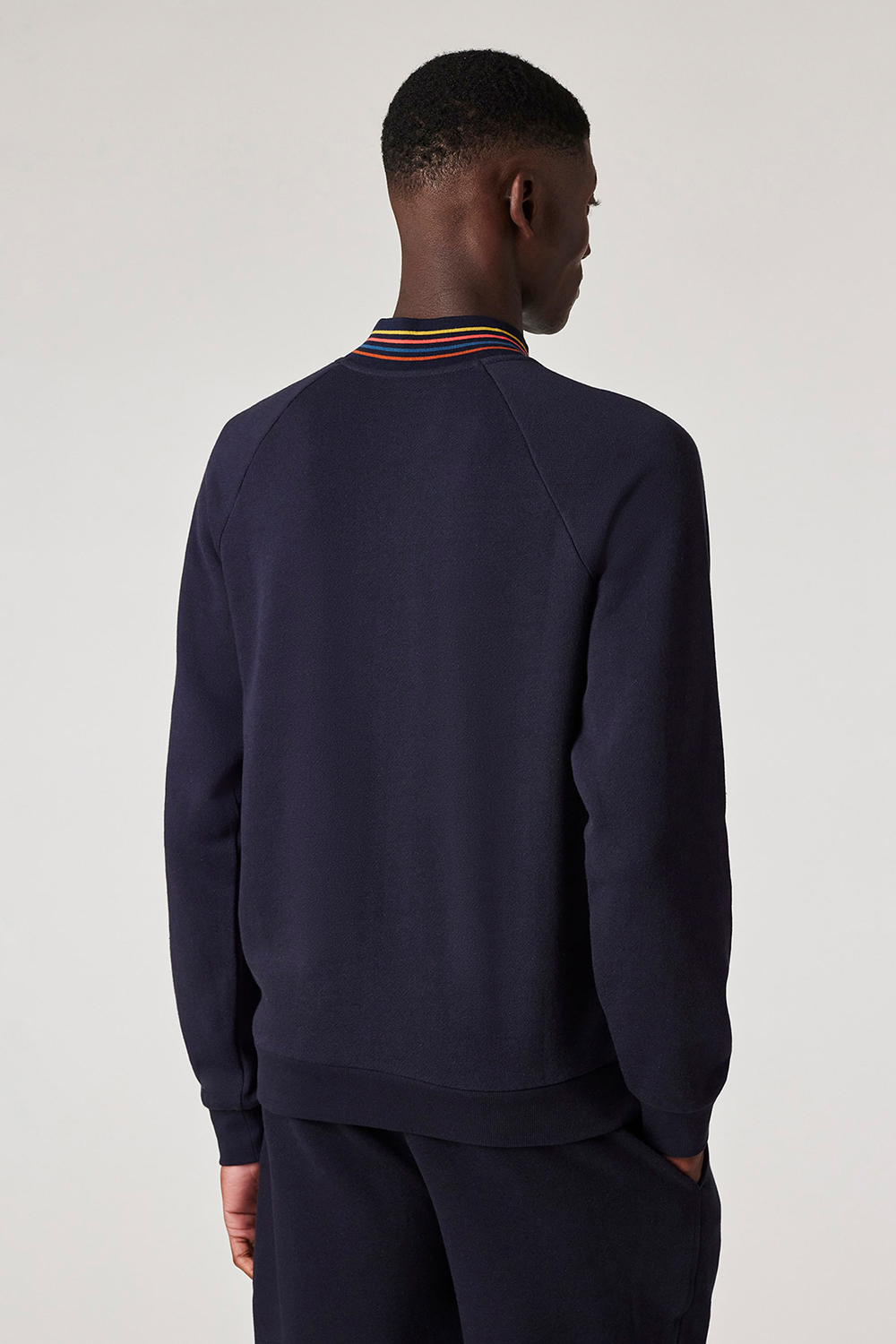 PAUL SMITH Regular Fit Artist Stripe Rib Cotton Fleece Zip Lounge Top