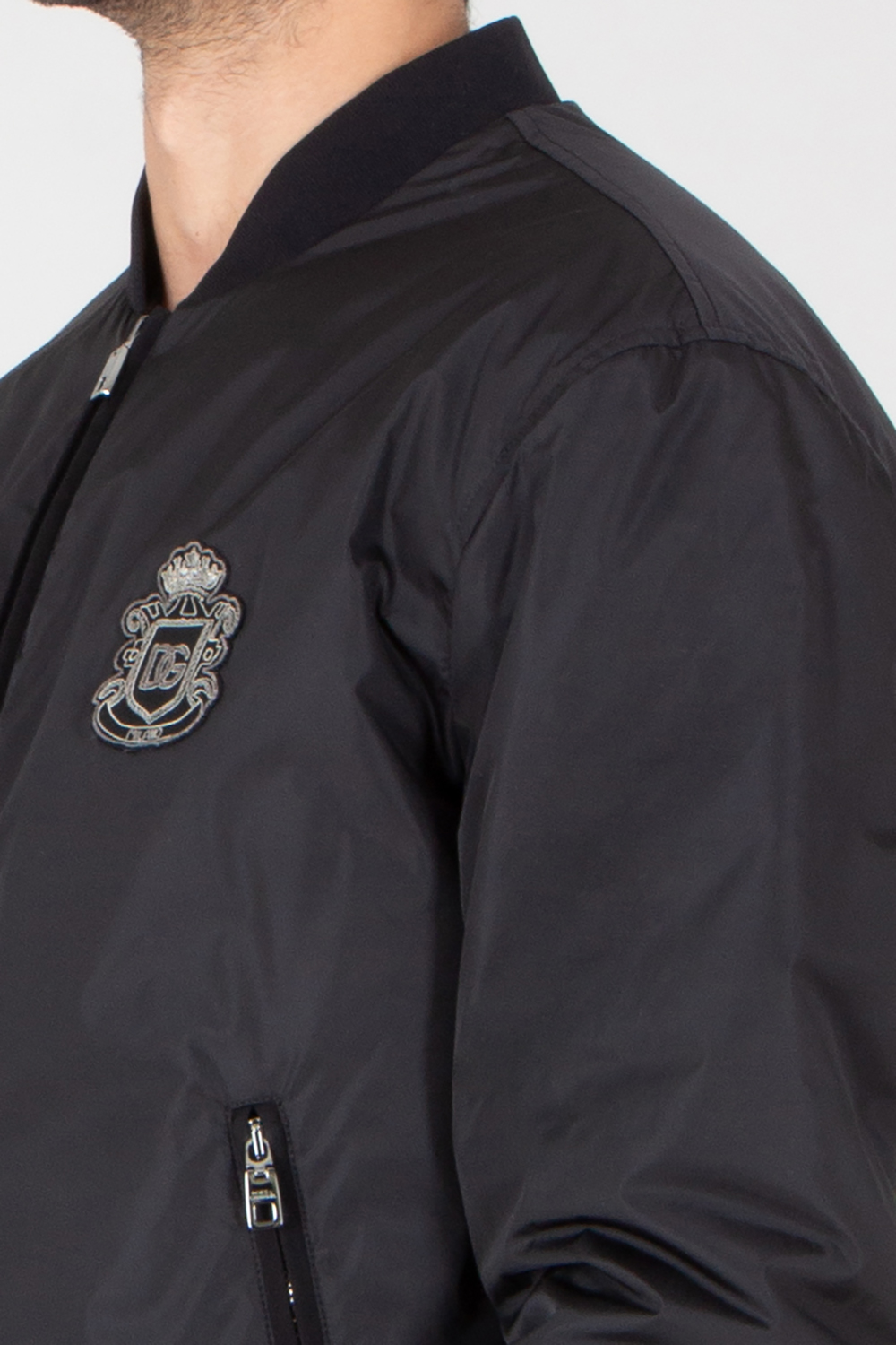 DOLCE & GABBANA Regular Fit Patch Nylon Bomber Jacket