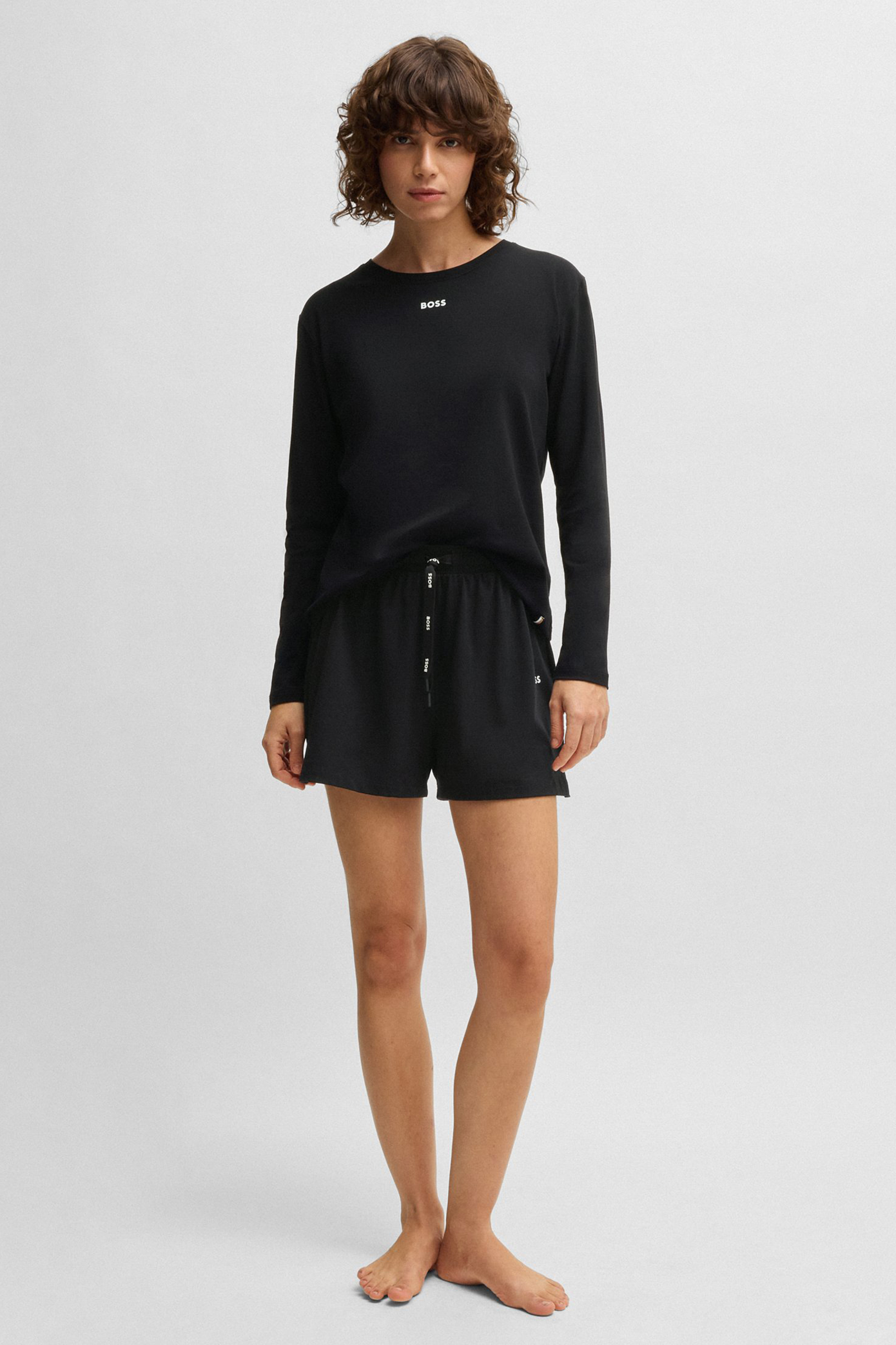 BOSS Relaxed Fit Stretch Cotton Jersey Pyjama Shorts CI_Shorts Langarm, Ärmel, Rock, Kurze Hosen, Person