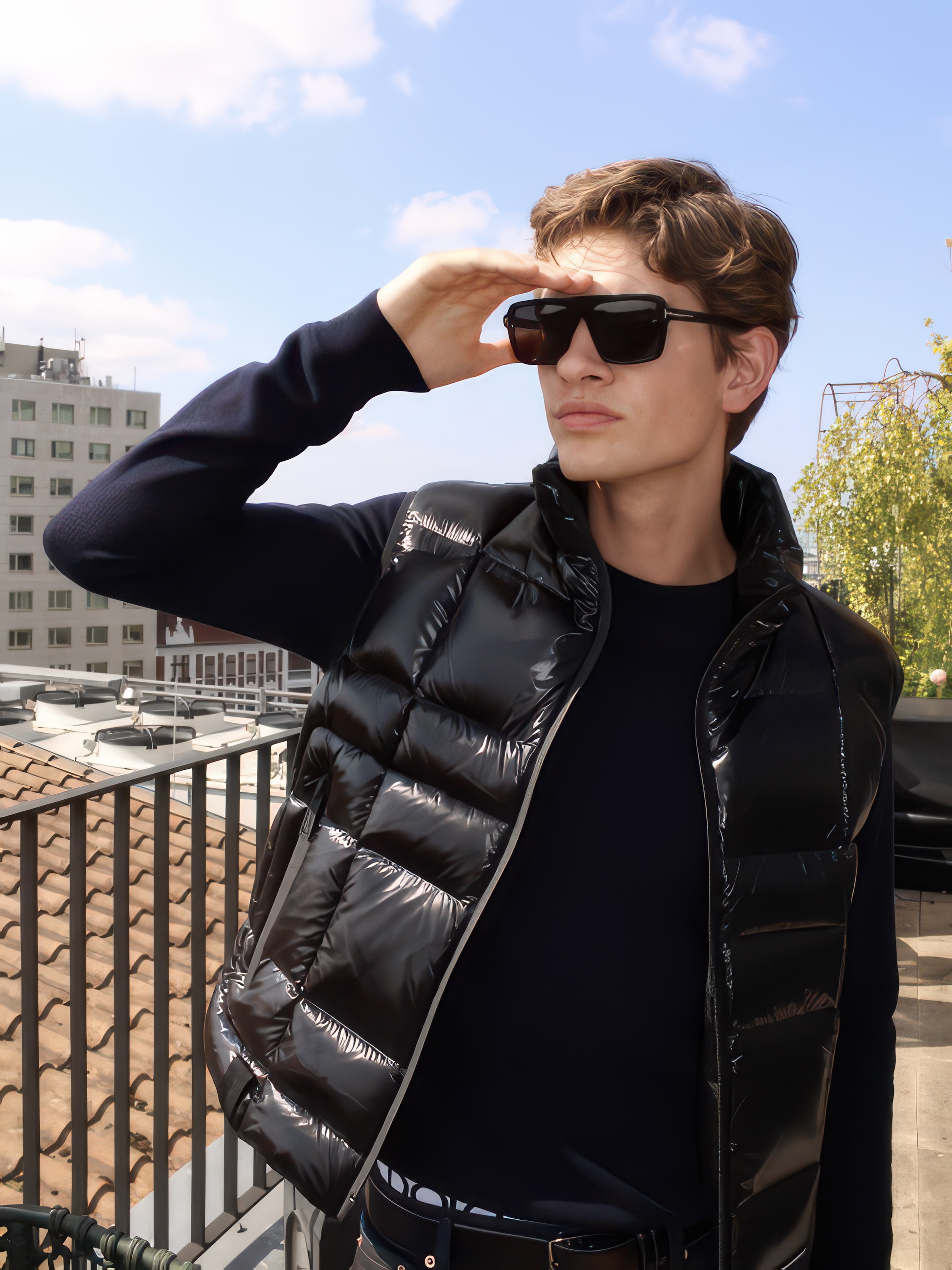 Mantel, Jacke, Weste, Sonnenbrille, Person