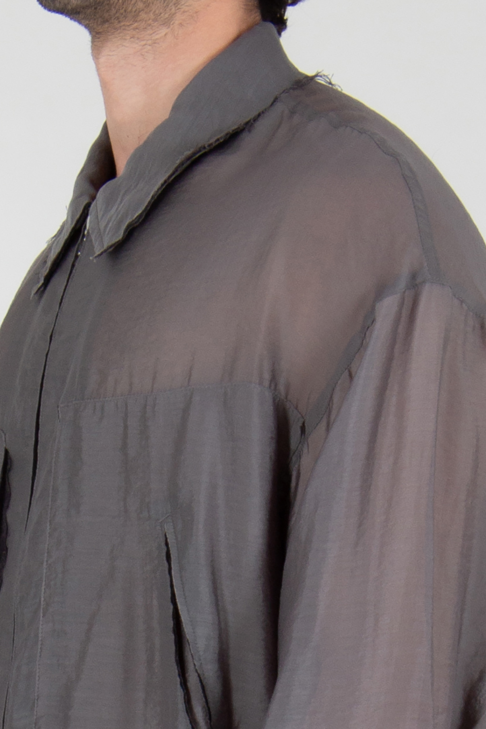 XLIM Relaxed Fit Raw Edge Shirt Jacket