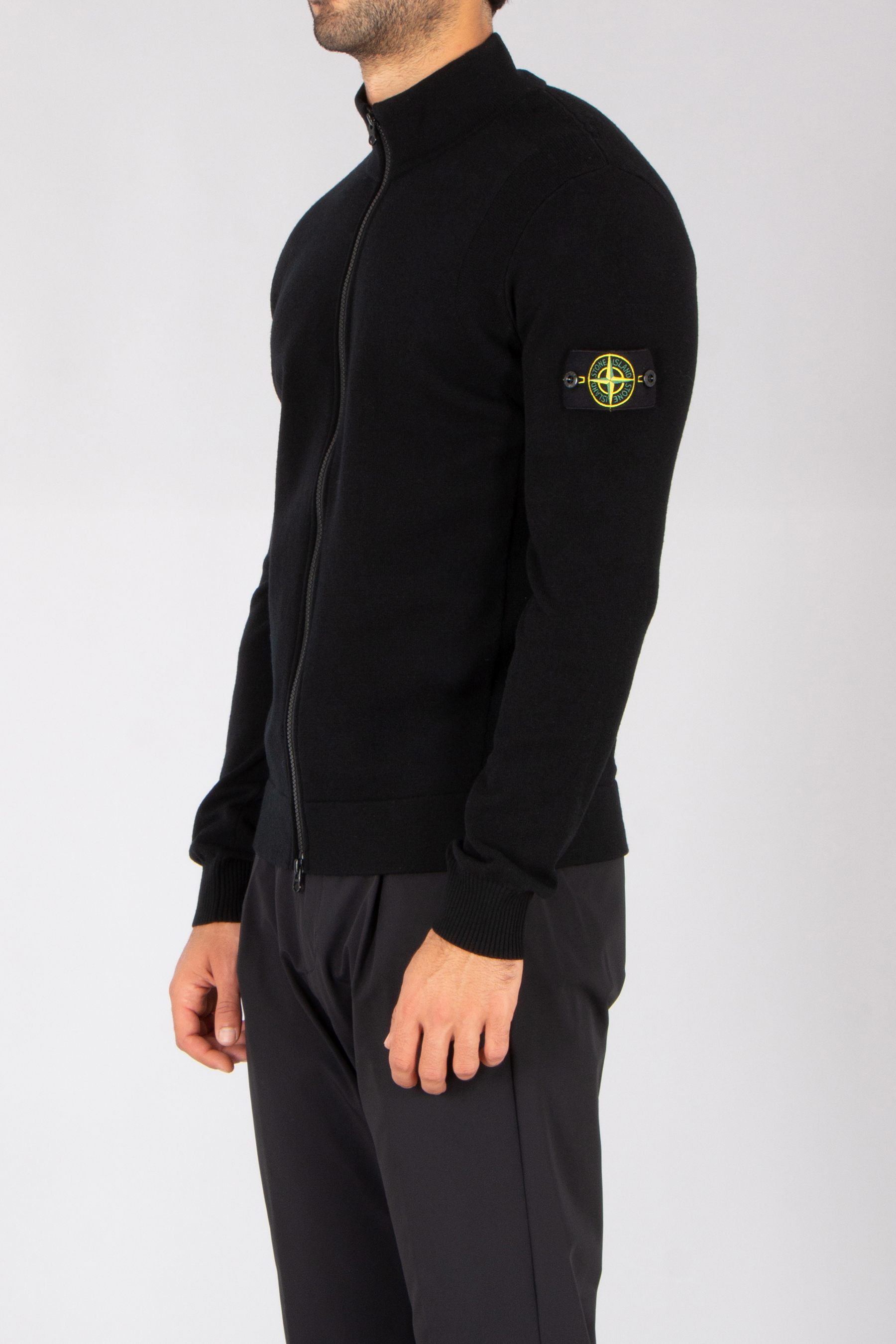 STONE ISLAND Regular Fit Stretch Virgin Wool Blend Zip-Up Sweater Langarm, Ärmel, Vlies, Pullover, Jacke
