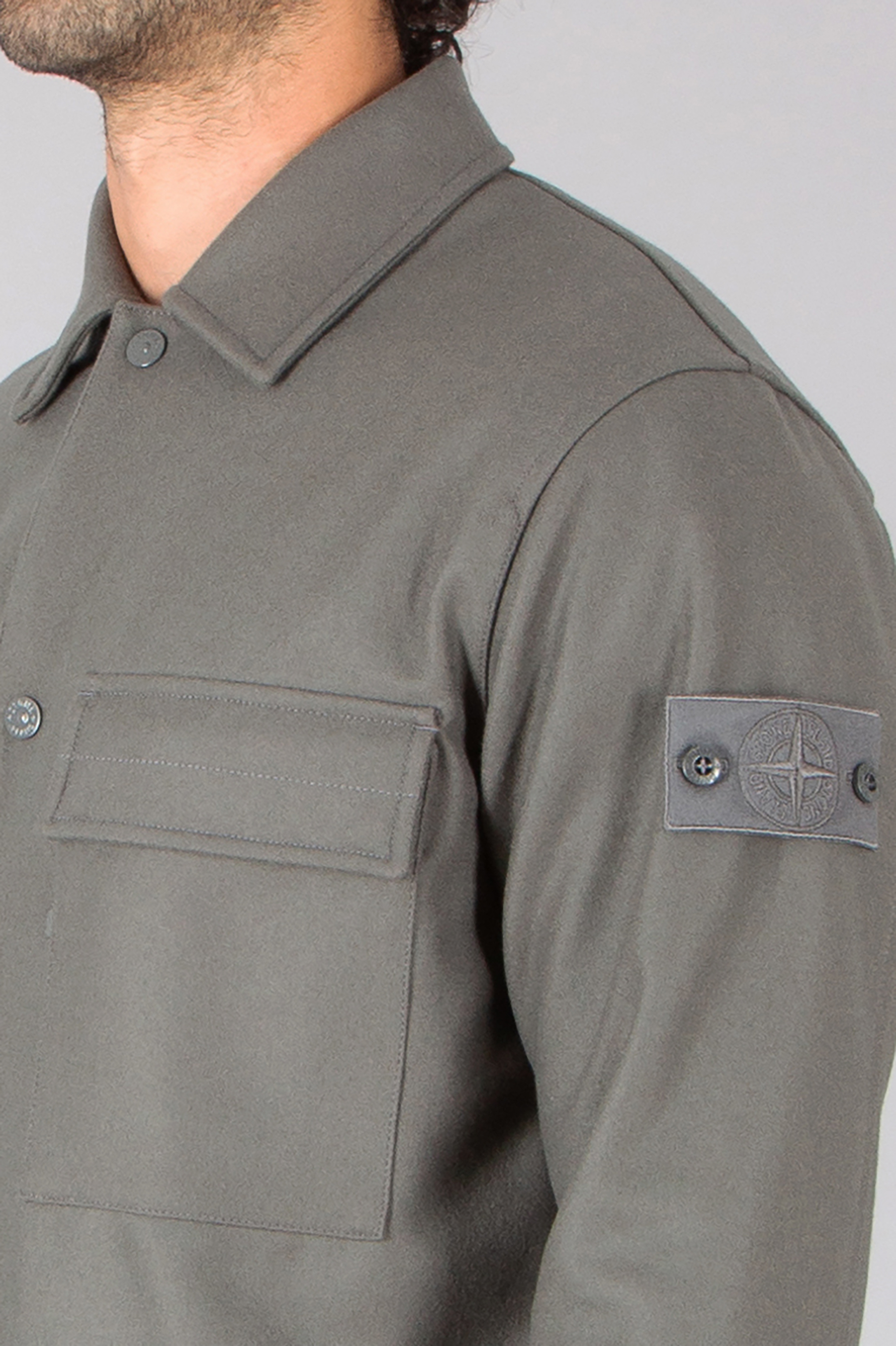 STONE ISLAND Regular Fit Ghost Piece Virgin Wool Blend Overshirt Hemd, Langarm, Erwachsener, Mann, Person