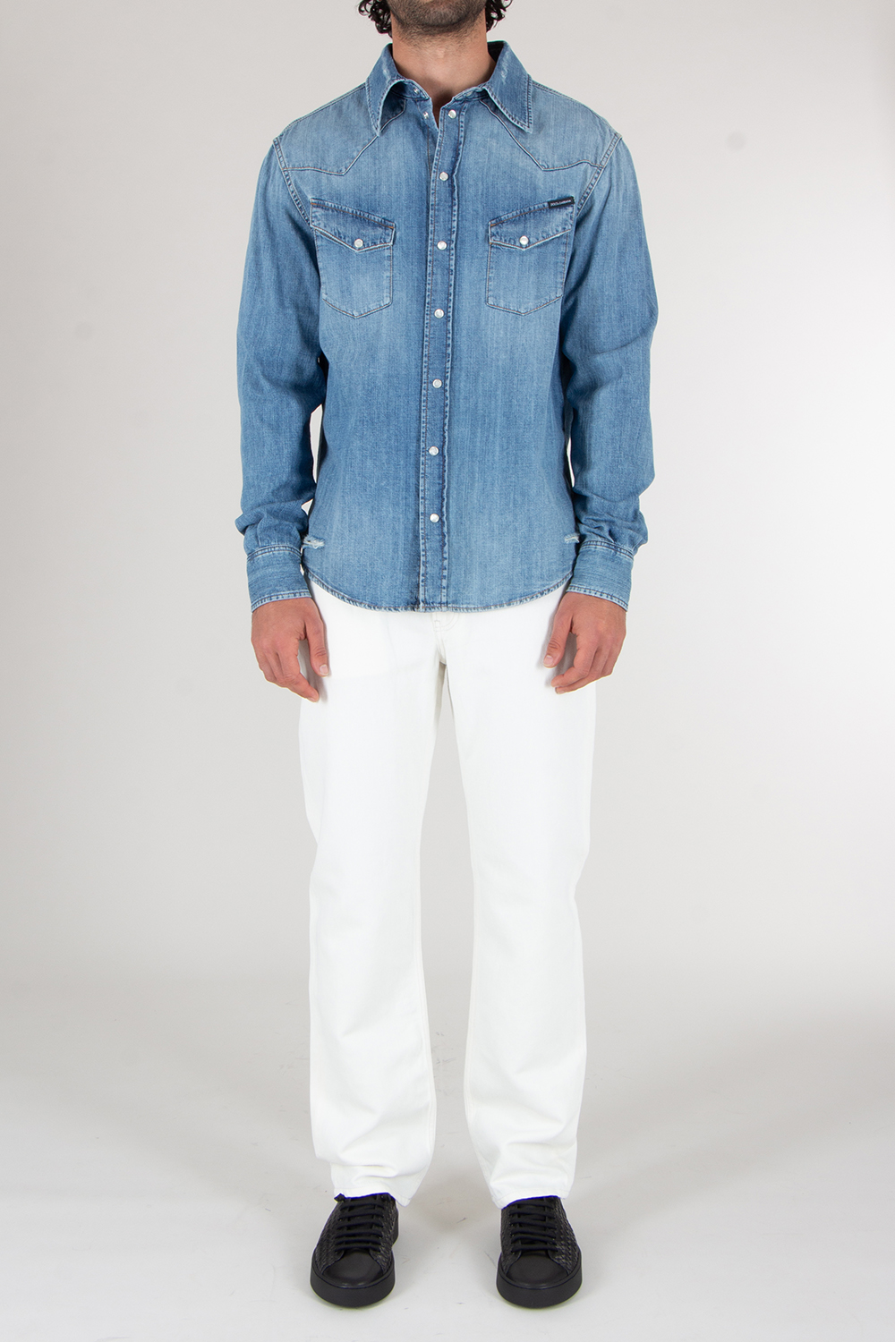 DOLCE & GABBANA Distressed Cotton Denim Shirt