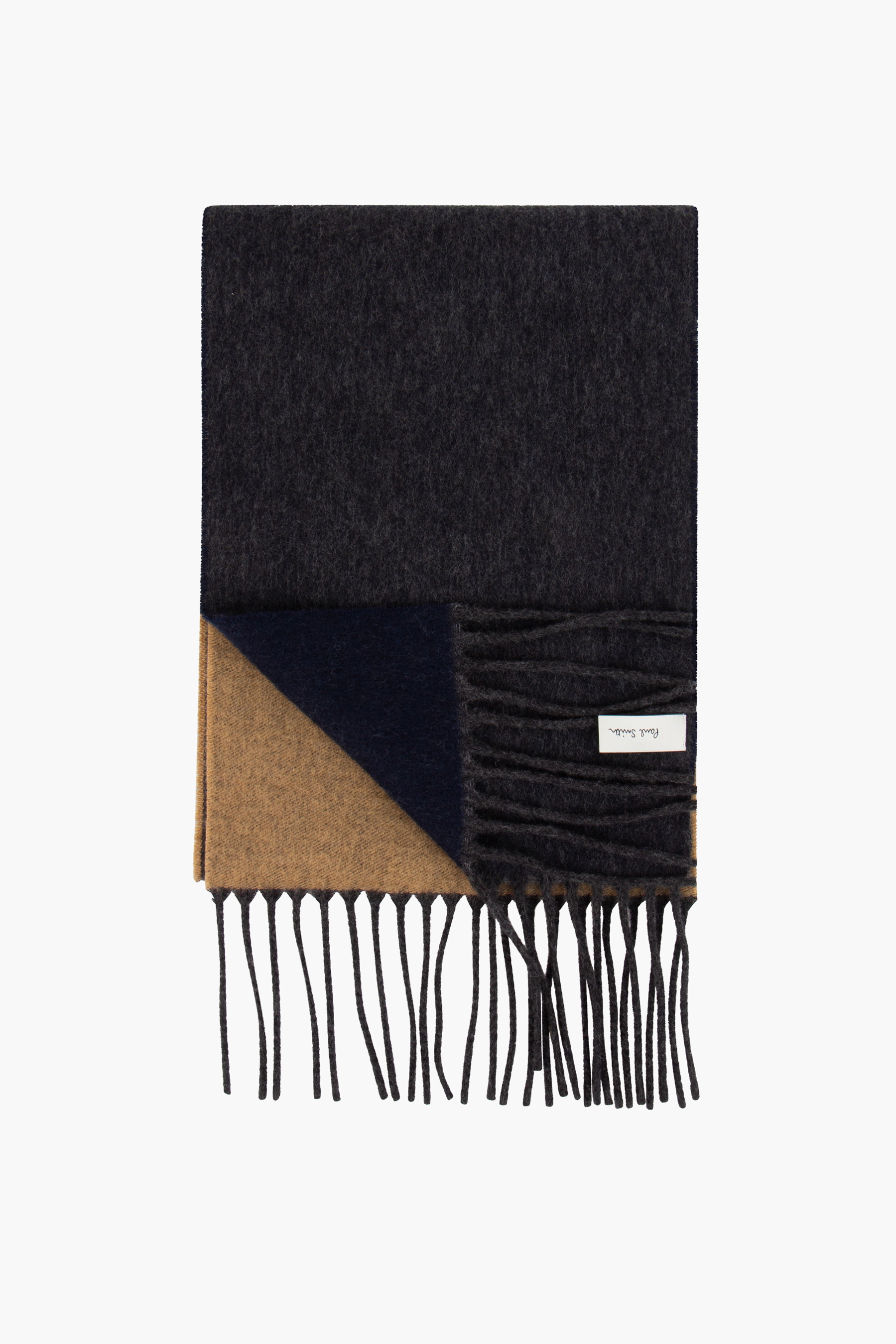 PAUL SMITH Two Colour Block Wool-Cashmere-Blend Scarf