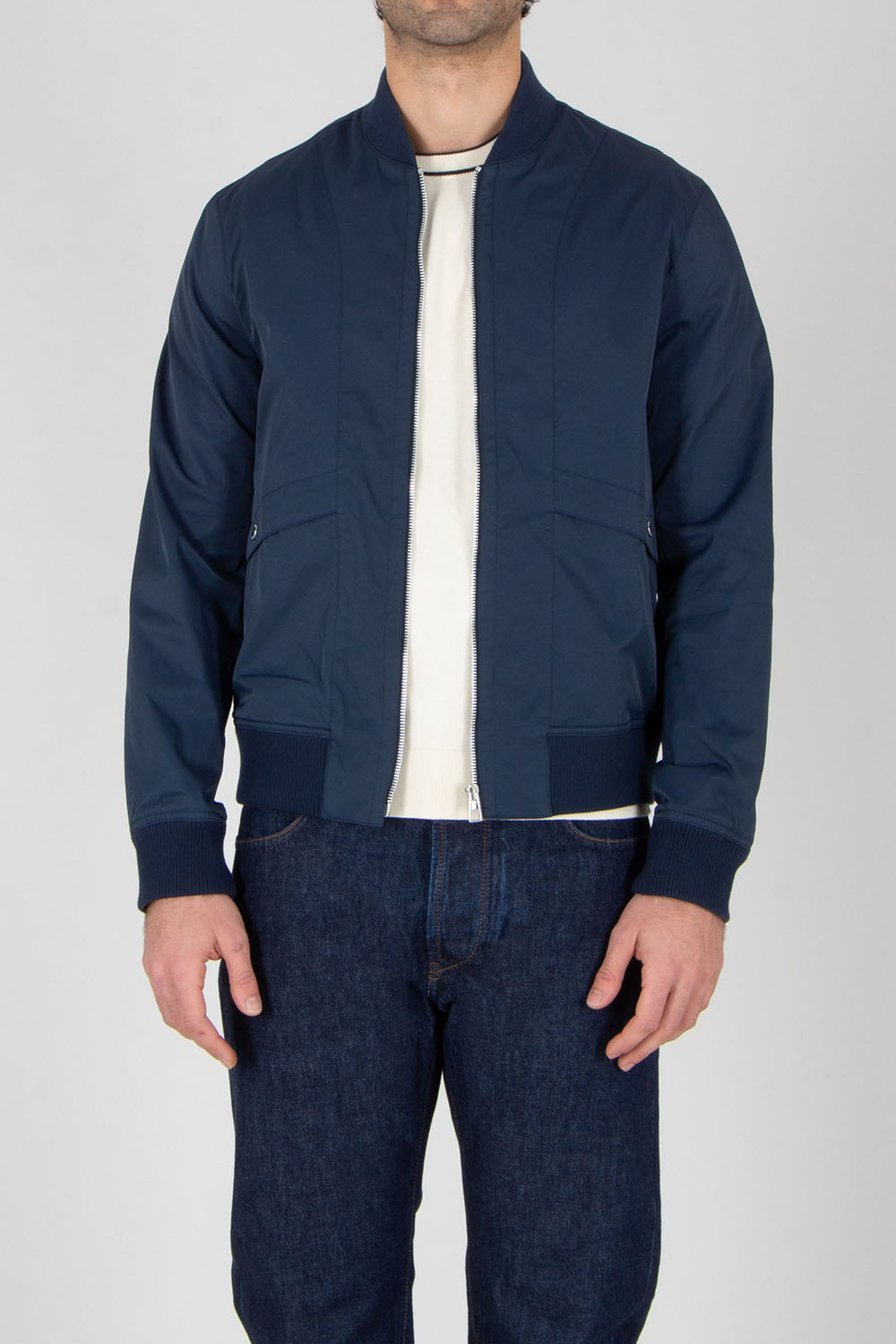 PAUL SMITH Regular Fit Technical Nylon-Cotton Stretch Blend Bomber Jacket
