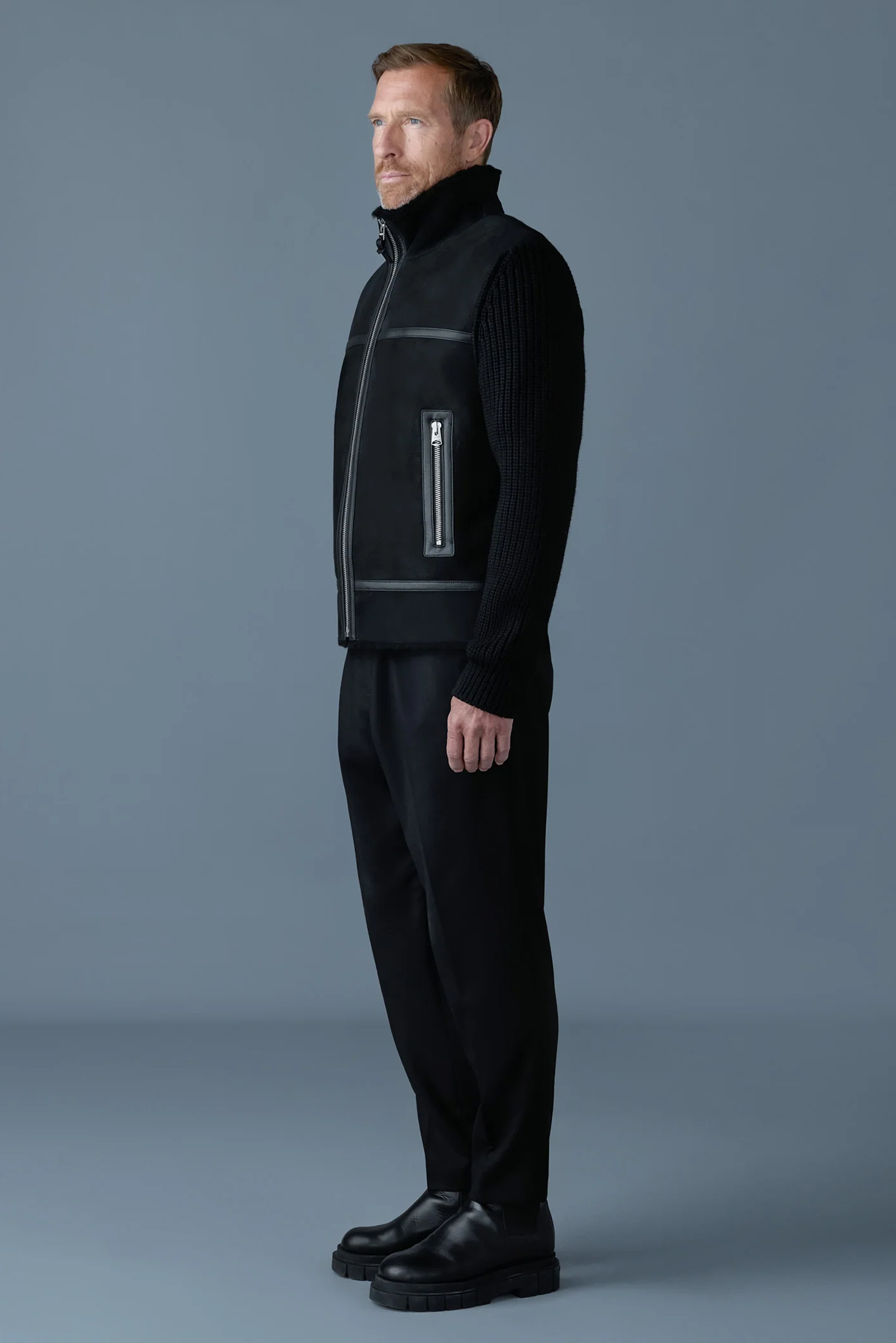 MACKAGE Mixed-Media Shearling & Wool Knit Jacket Jonathan MACKAGE Mixed-Media Shearling & Wool Knit Jacket Jonathan