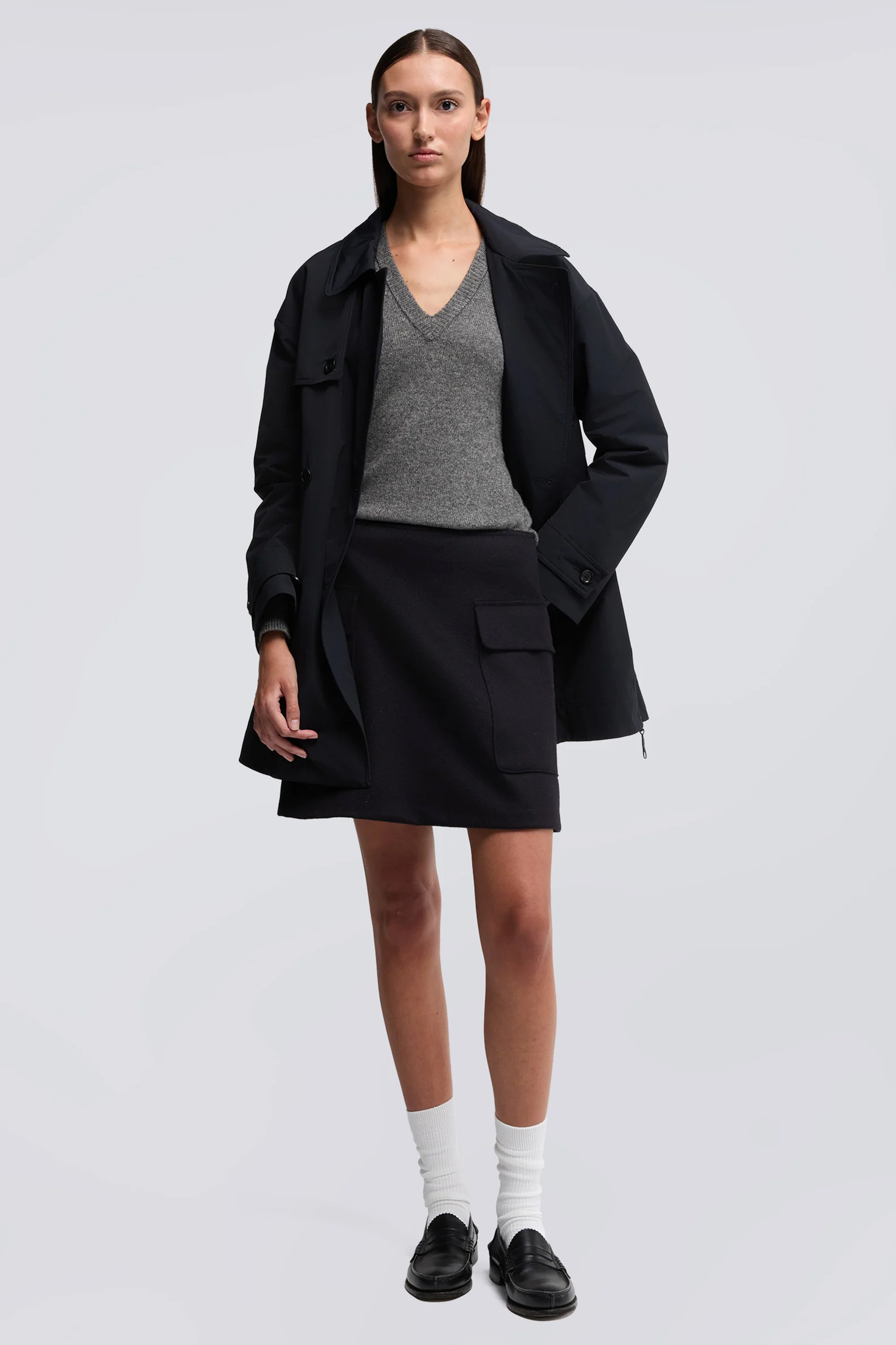 ASPESI Regular Fit Wool-Yak-Cashmere Blend V-Neck Sweater Mantel, Rock, Jacke, Langarm