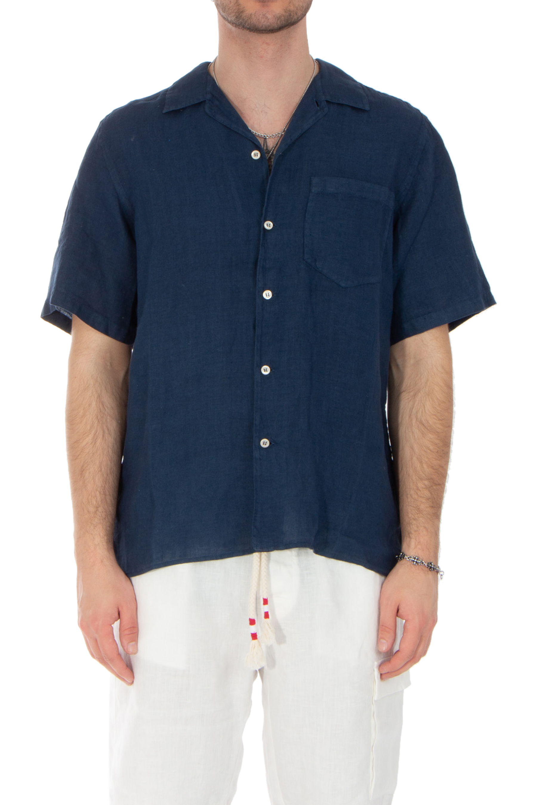 MC 2 SAINT BARTH Regular Fit Linen Short-Sleeve Shirt Sifnos