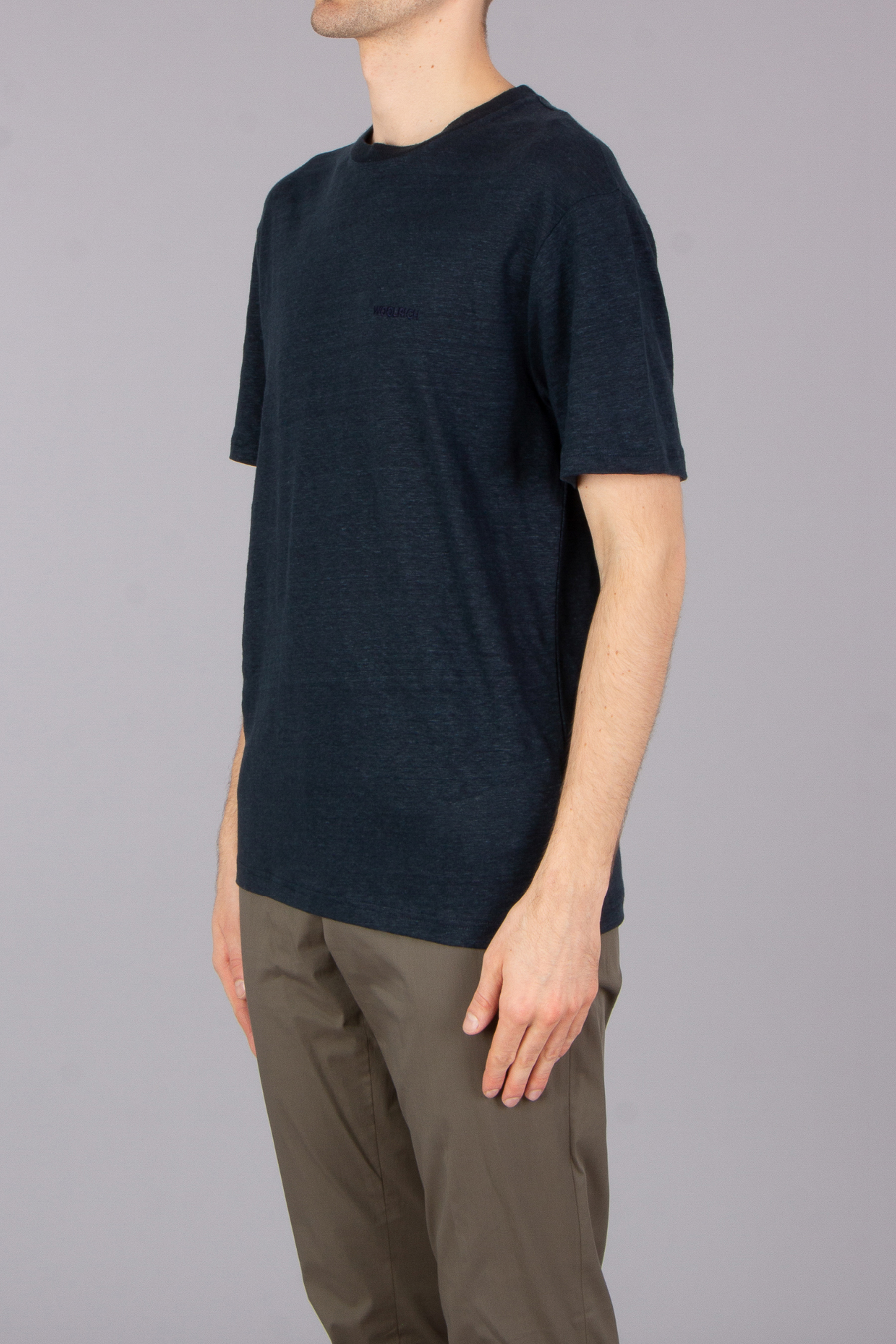 WOOLRICH Regular Fit Embroidered Linen T-Shirt WOOLRICH Regular Fit Embroidered Linen T-Shirt