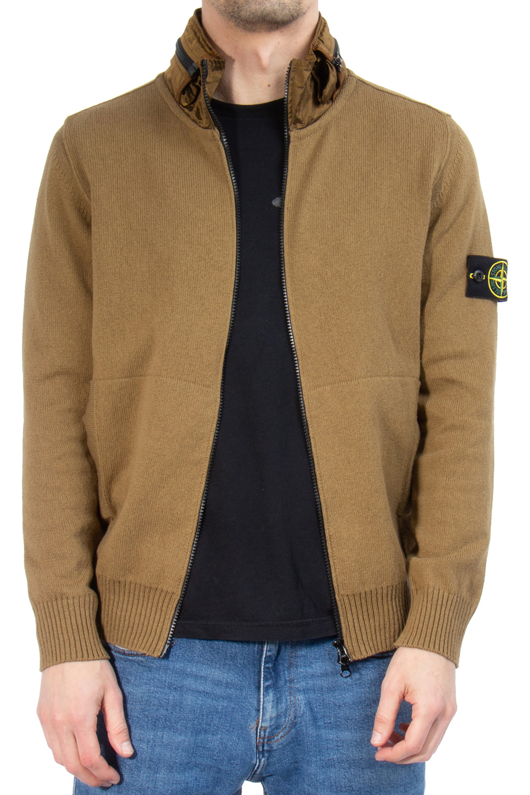 STONE ISLAND Cotton Knit Jacket with Hidden Hood STONE ISLAND Cotton Knit Jacket with Hidden Hood