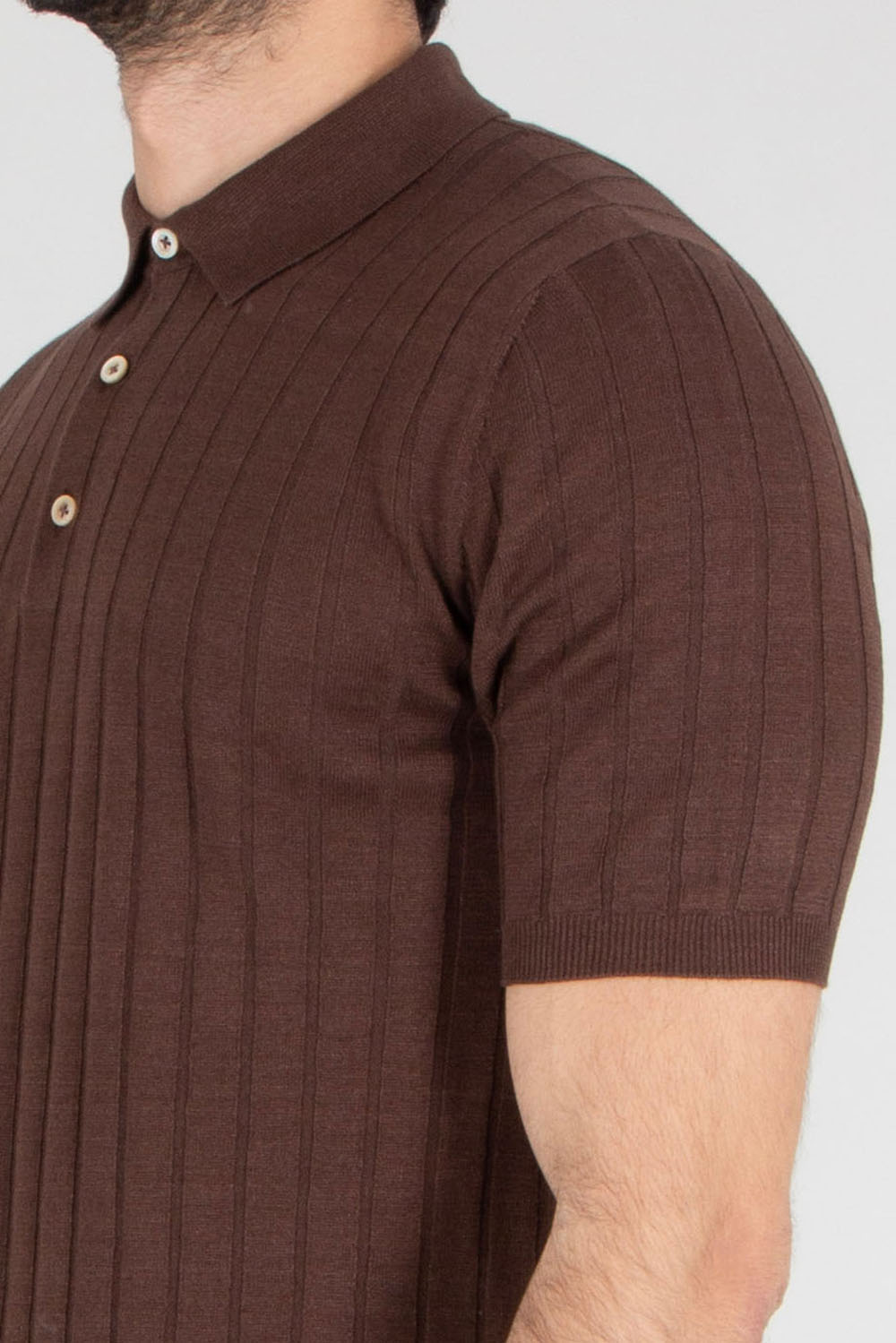 BOGLIOLI Regular Fit Stripe Structure Linen-Cotton Blend Knit Polo