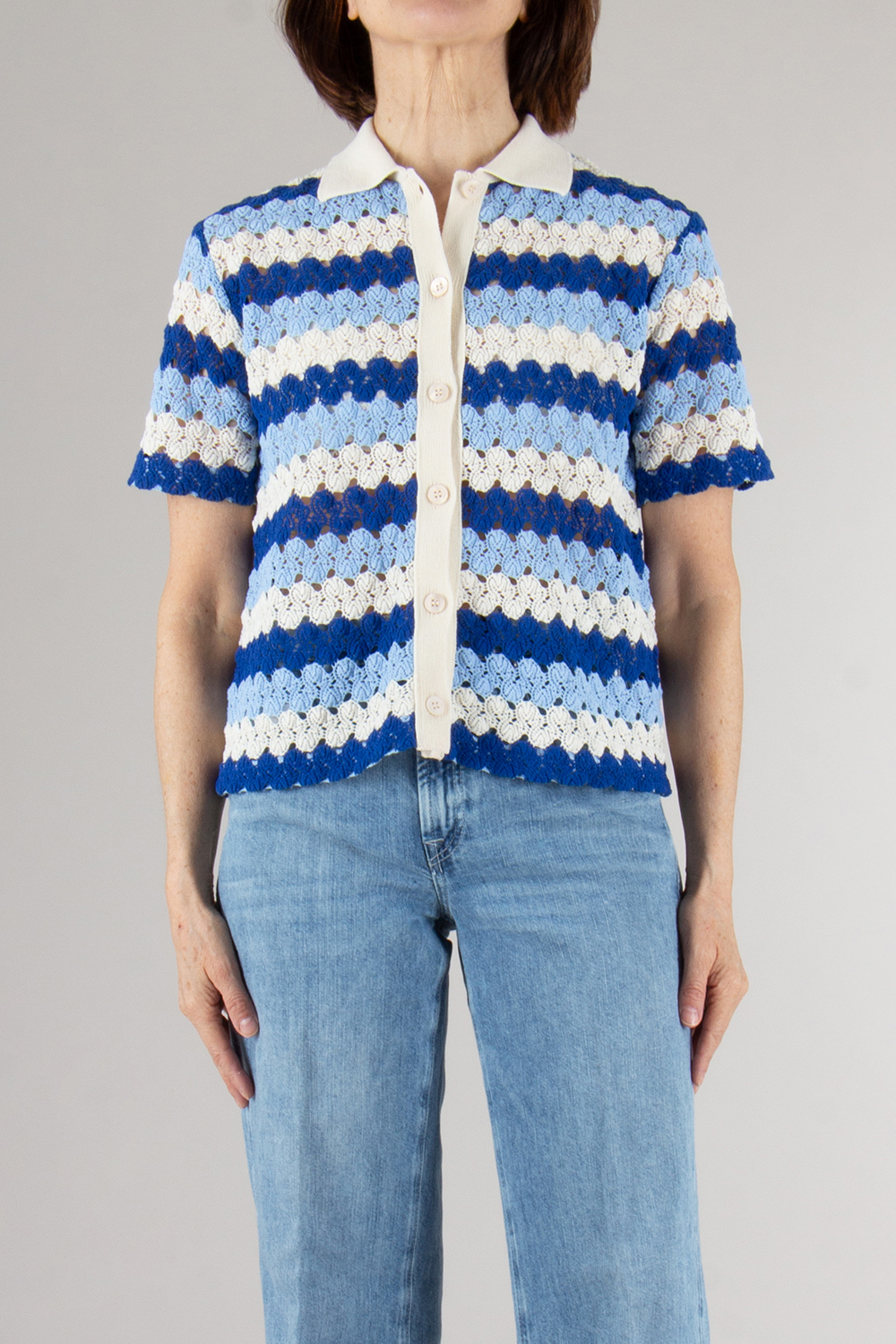 MC2 SAINT BARTH Striped Crochet Polo Monet