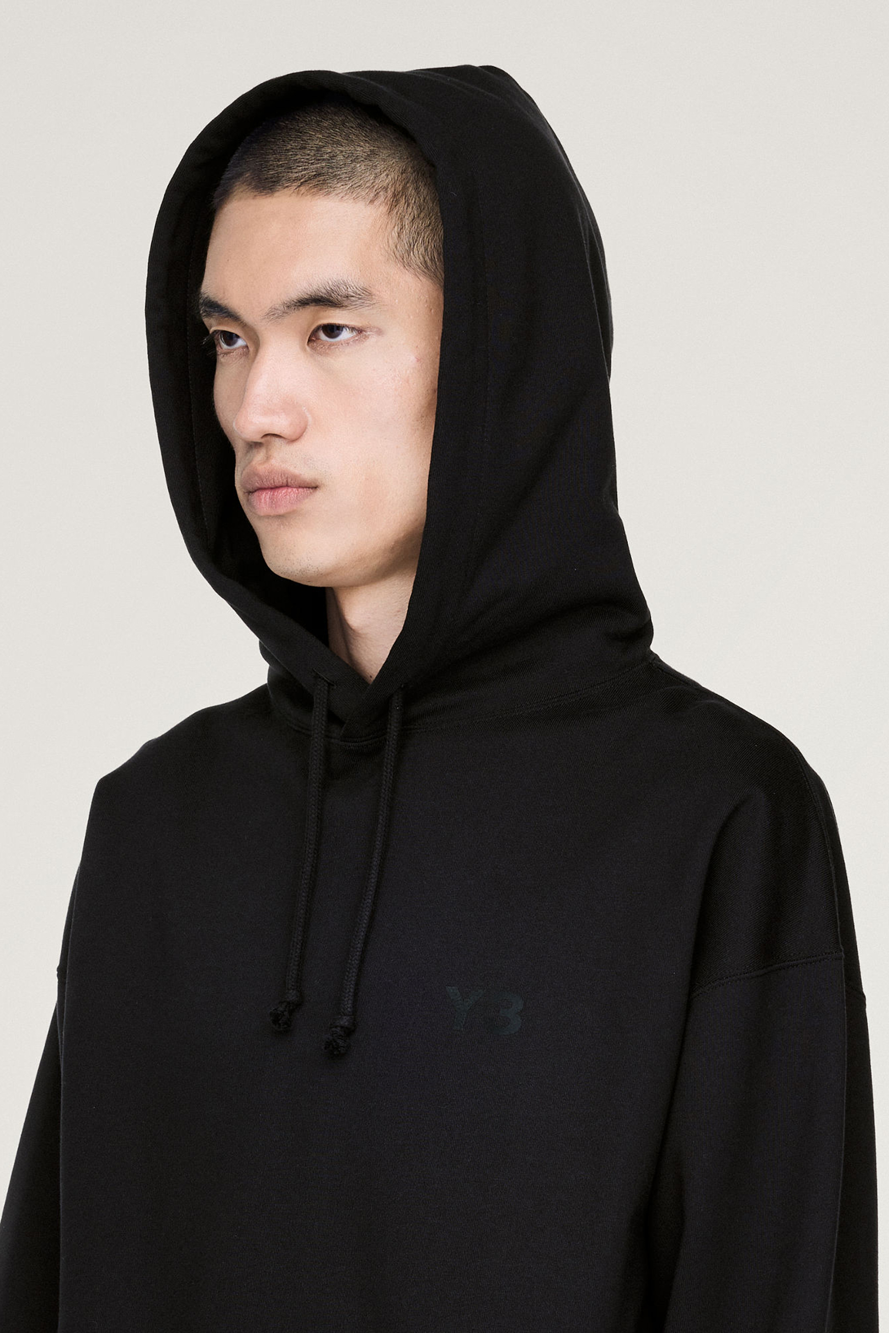 Y-3 Oversized Fit Brushed Cotton Blend French Terry Hoodie Kapuze, Kapuzenpulli, Strickwaren, Pullover, Sweatshirt