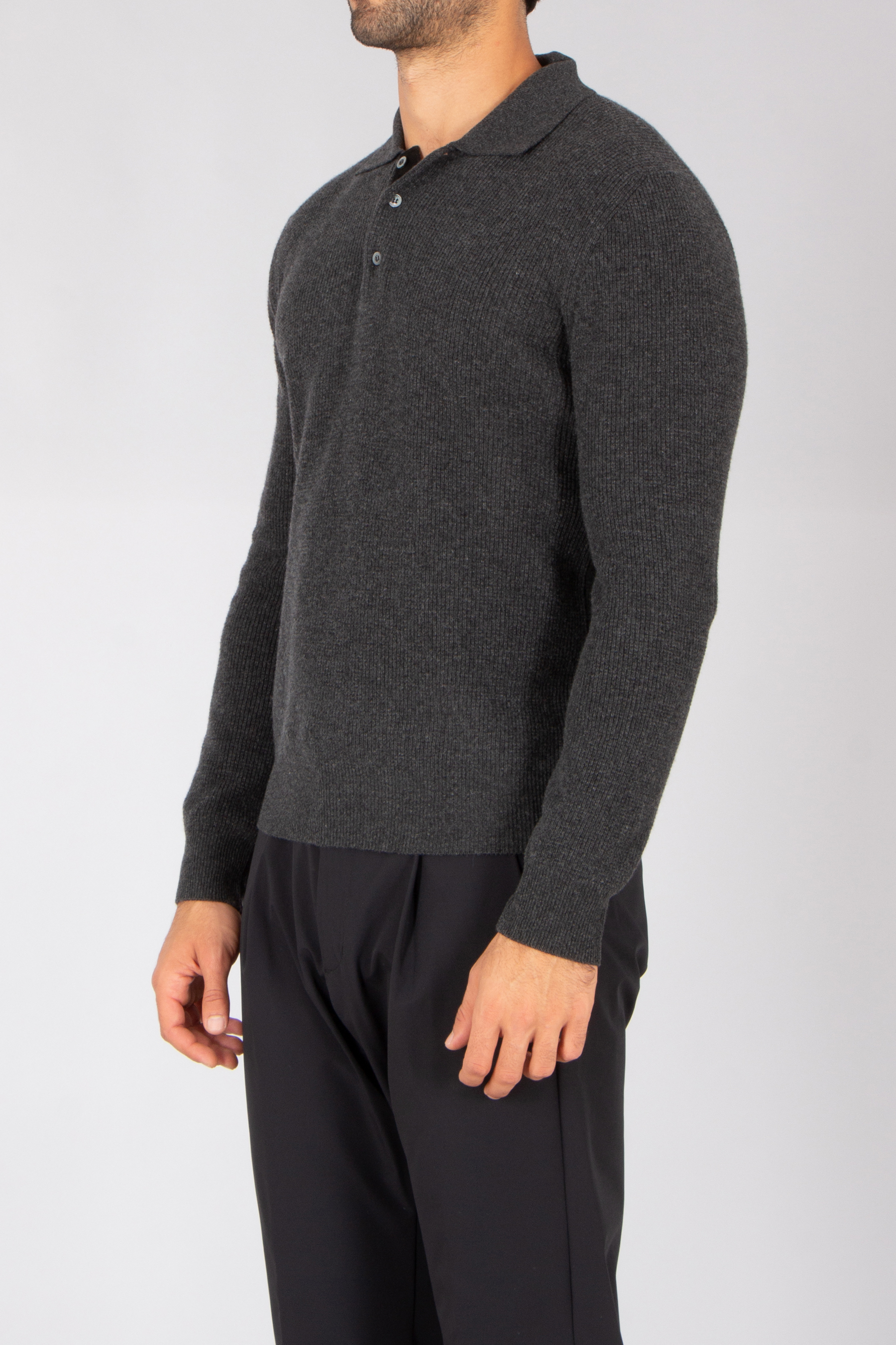 CANALI Regular Fit Ribbed Ultrafine Wool-Cashmere Blend Knit Polo Bekleidung, Strickwaren, Pullover, Vlies