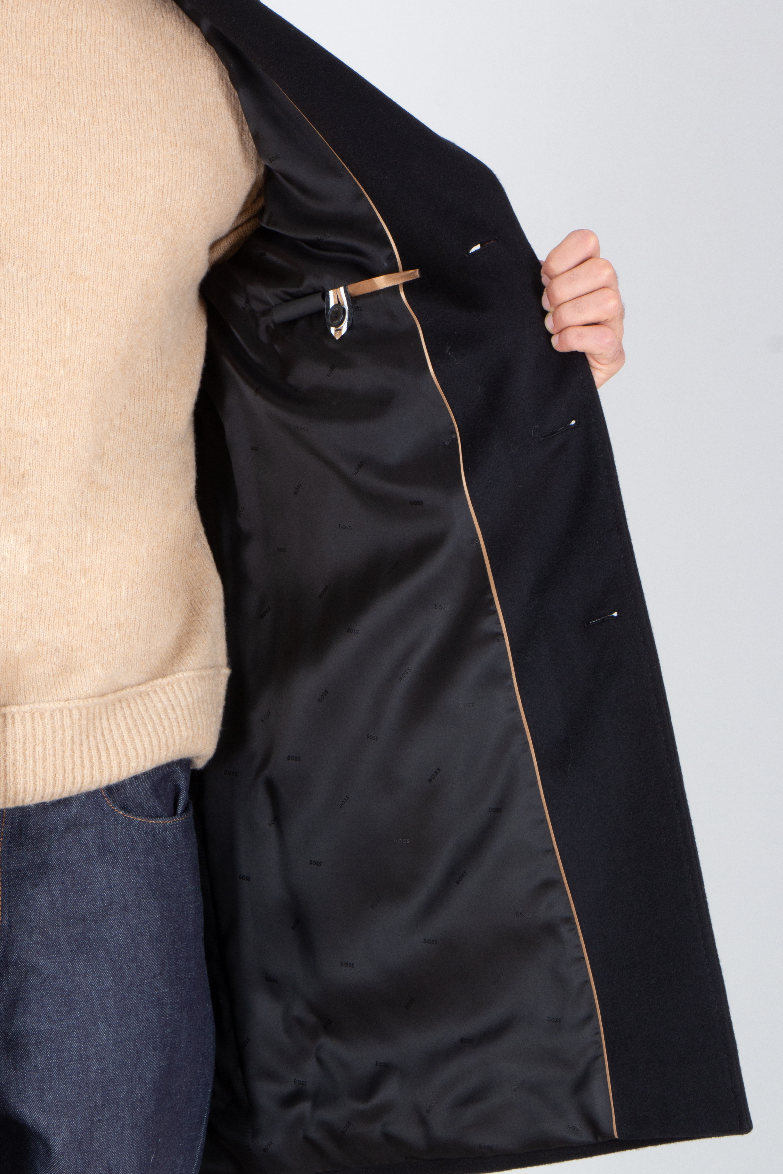 BOSS Slim Fit Cashmere Coat Hyde