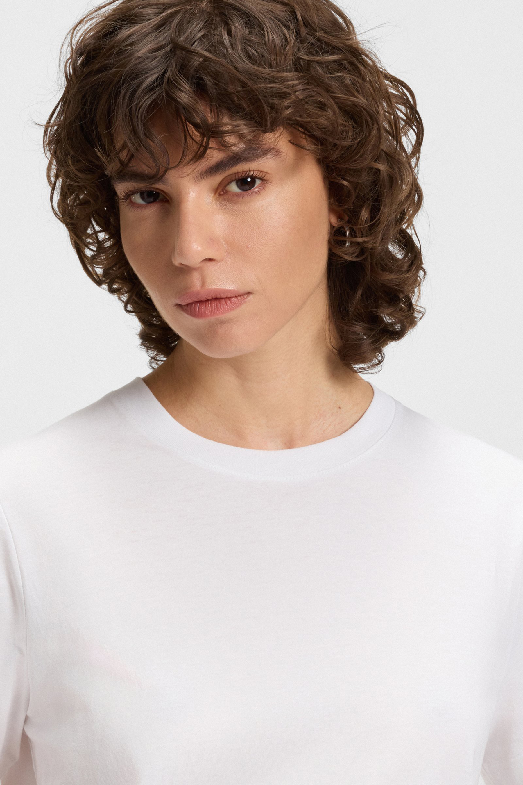 BOSS Loose Fit Cotton Jersey T-Shirt Ecosa Gesicht, Kopf, Person, Portrait, Hals