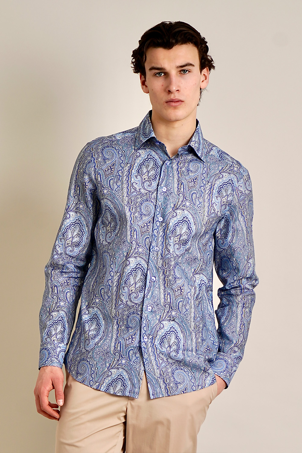 ETRO Regular Fit Paisley Pattern Cotton Satin Shirt