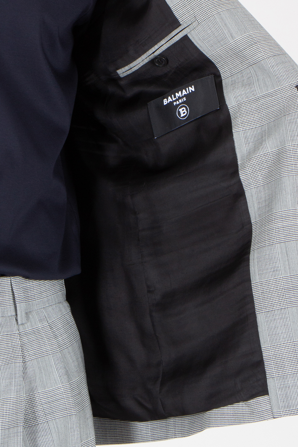 BALMAIN Straight Fit Prince Of Wales Check Virgin Wool Jacket