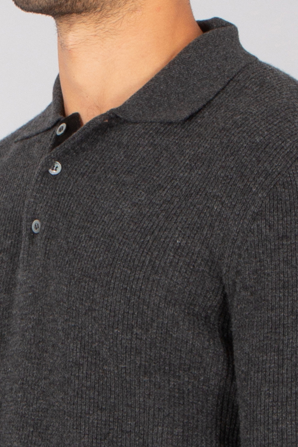 CANALI Regular Fit Ribbed Ultrafine Wool-Cashmere Blend Knit Polo Bekleidung, Strickwaren, Pullover, Mantel