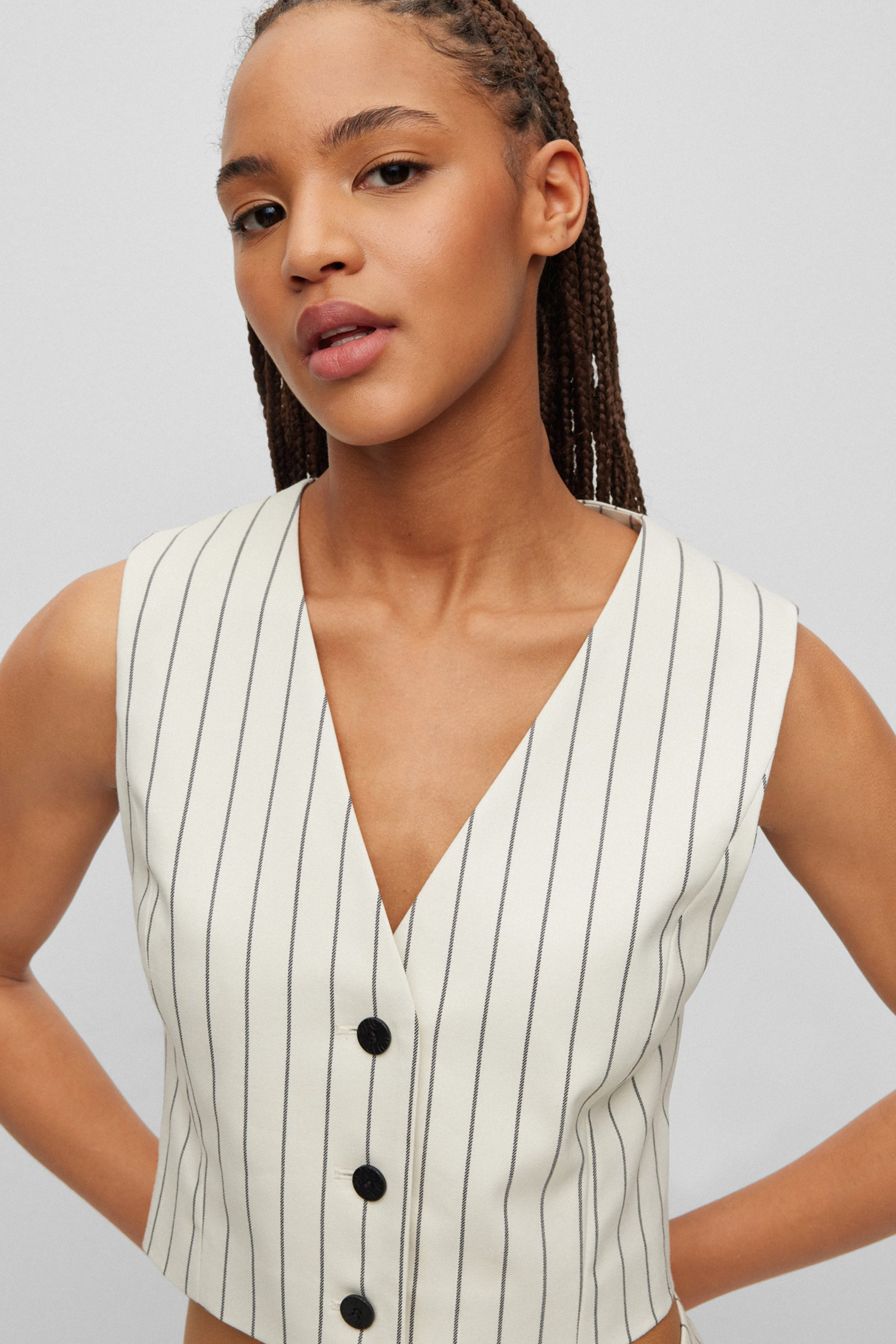 HUGO Striped Cotton Blend Stretch Vest Auris HUGO Striped Cotton Blend Stretch Vest Auris