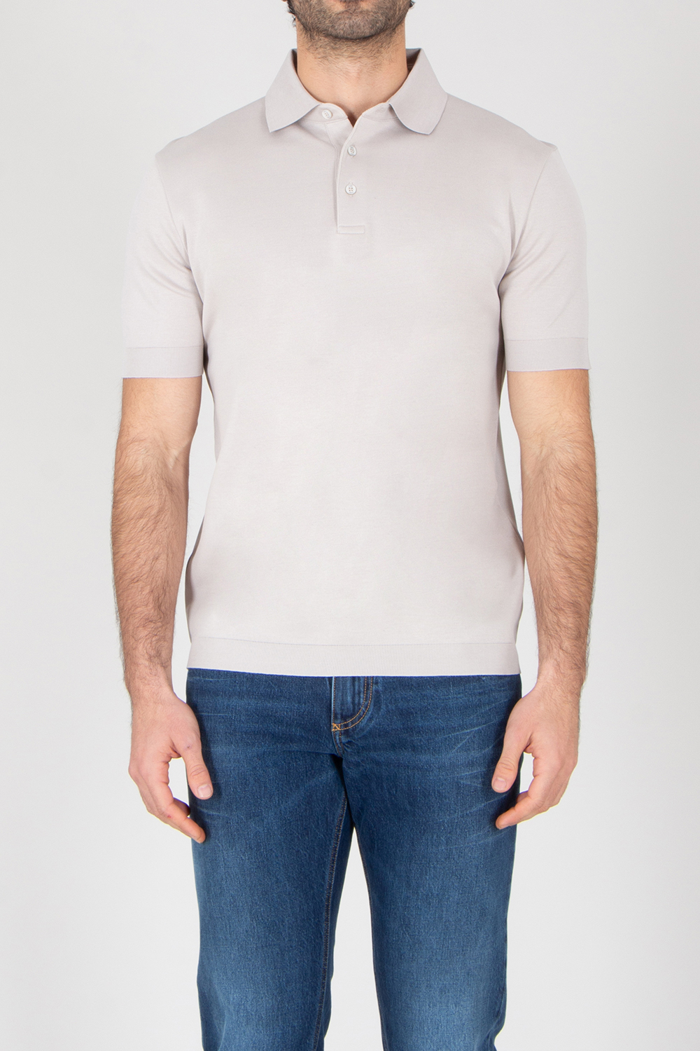 HERNO Regular Fit Cotton Jersey Knit Effect Polo Shirt