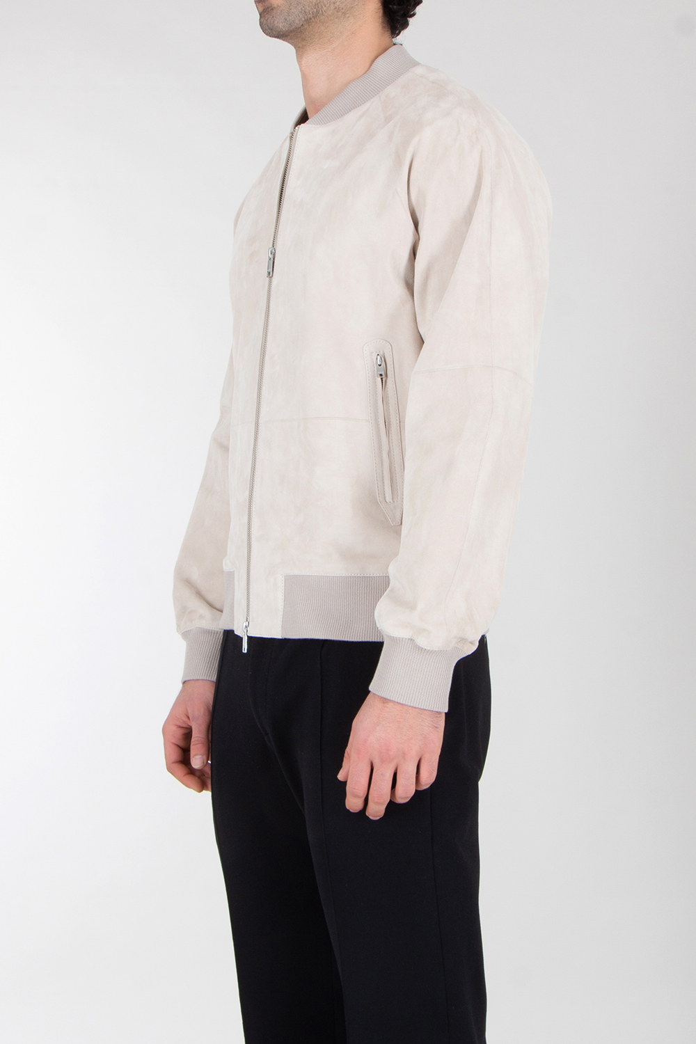 ARMA Regular Fit Lamb Suede Bomber Jacket