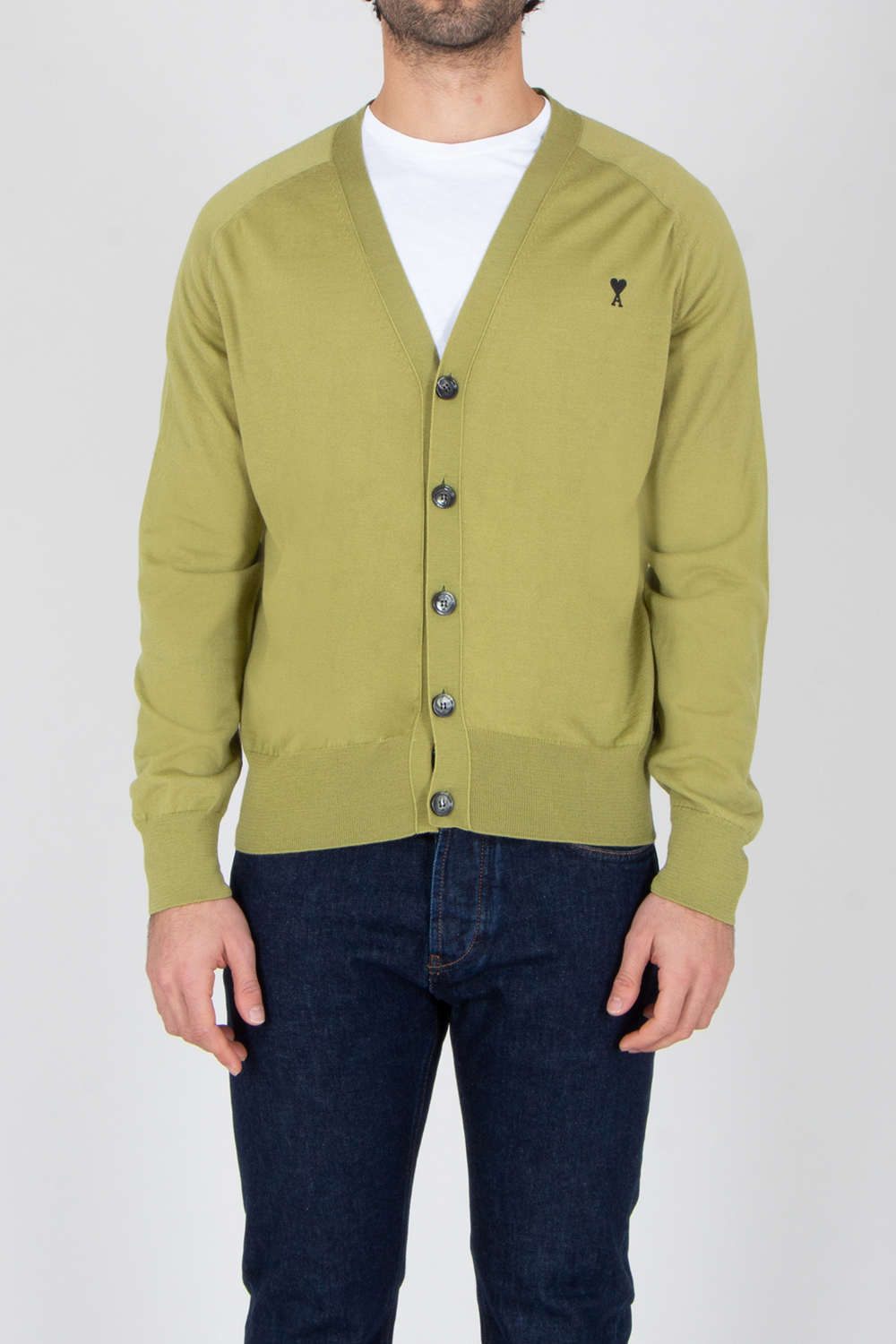 AMI PARIS Regular Fit Ami De Coeur Extra Fine Wool Cardigan