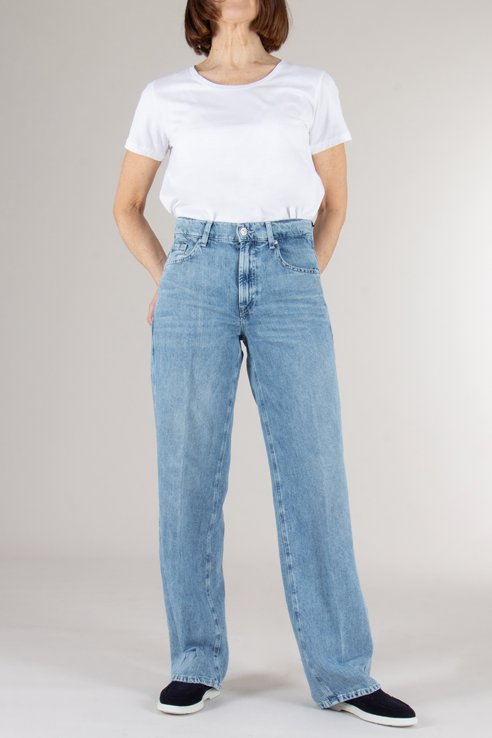 7 FOR ALL MANKIND Washed Linen Cotton Denim Jeans Iris