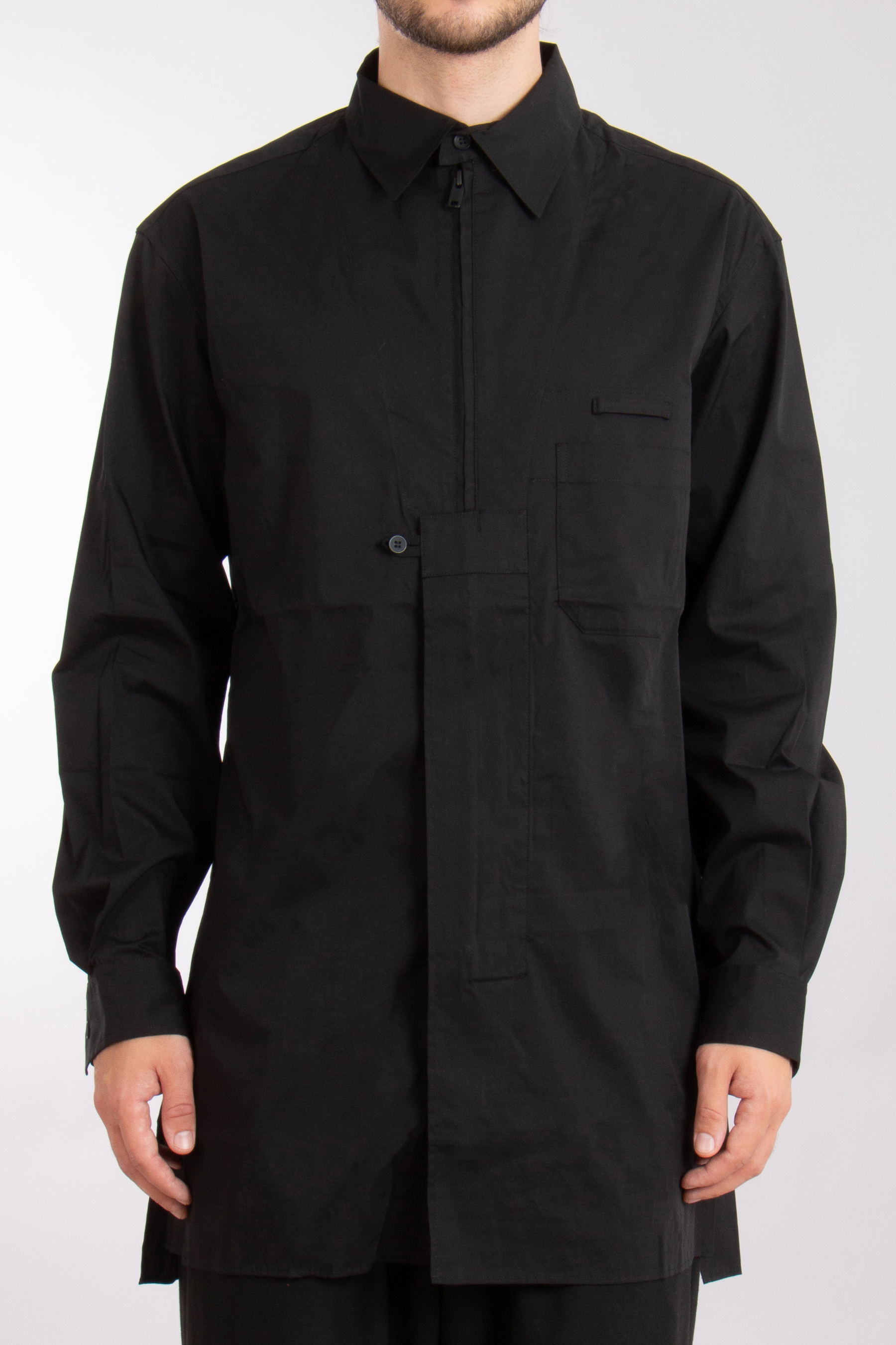 Y-3 Oversized Cotton Blend Stretch Overshirt Y-3 Oversized Cotton Blend Stretch Overshirt