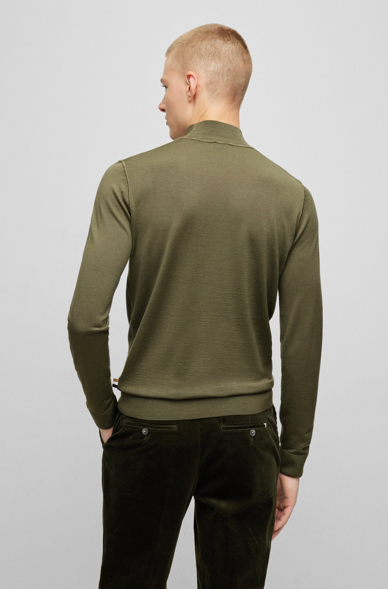 BOSS Virgin Wool-Silk Mock Neck Sweater Lodiego