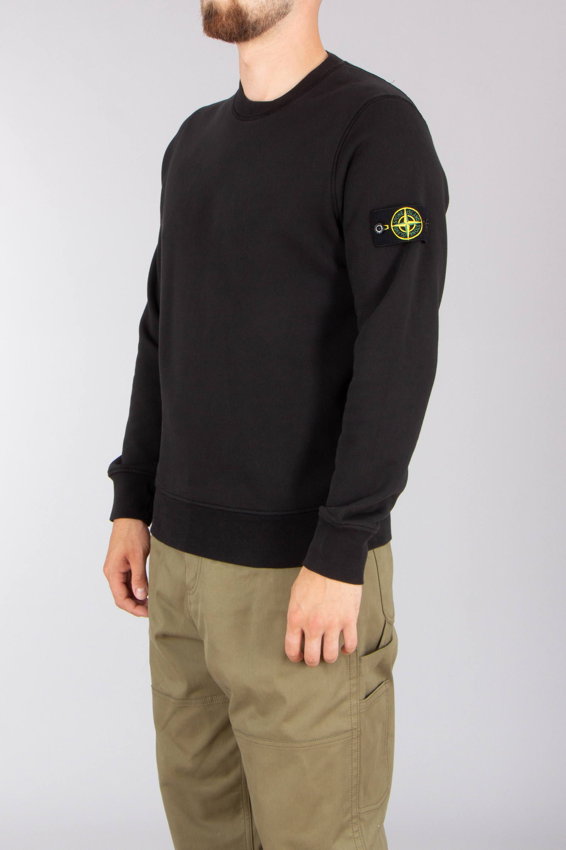 STONE ISLAND Regular Fit Organic Cotton Fleece Sweatshirt Langarm, Strickwaren, Pullover, Sweatshirt, Person