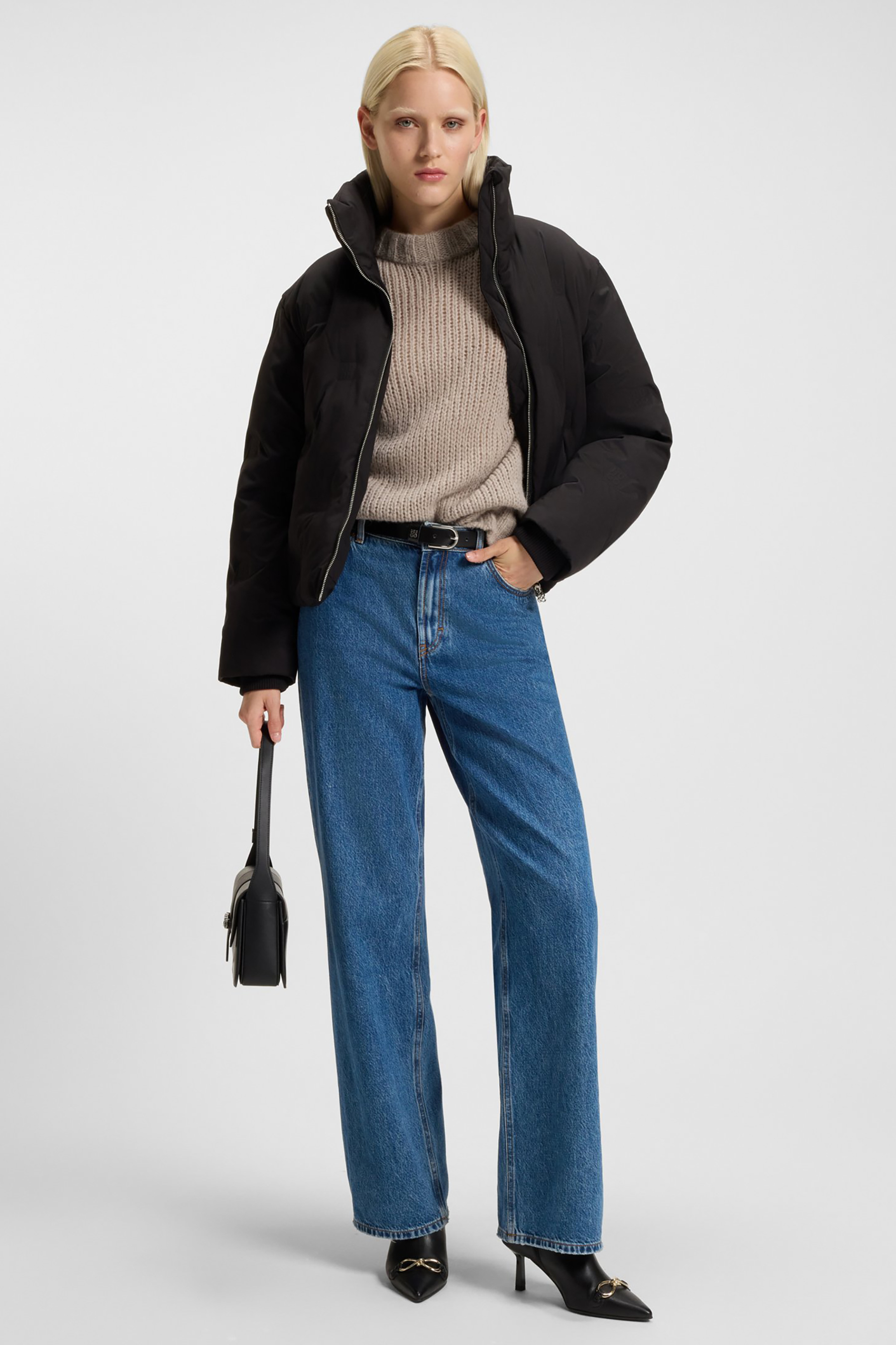 HUGO Oversized Wool-Alpaca Blend Crew Neck Sweater Sloossy Bekleidung, Hosen, Mantel, Jeans, Jacke