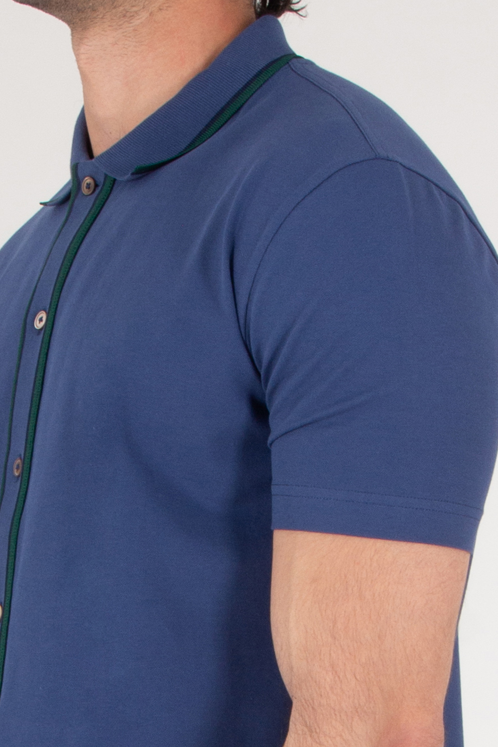 PAUL SMITH Mid Blue Button-Through Polo Shirt