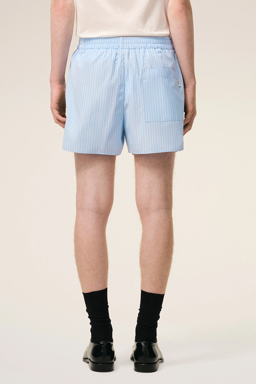 AMI PARIS Relaxed Fit Striped Cotton Poplin Shorts