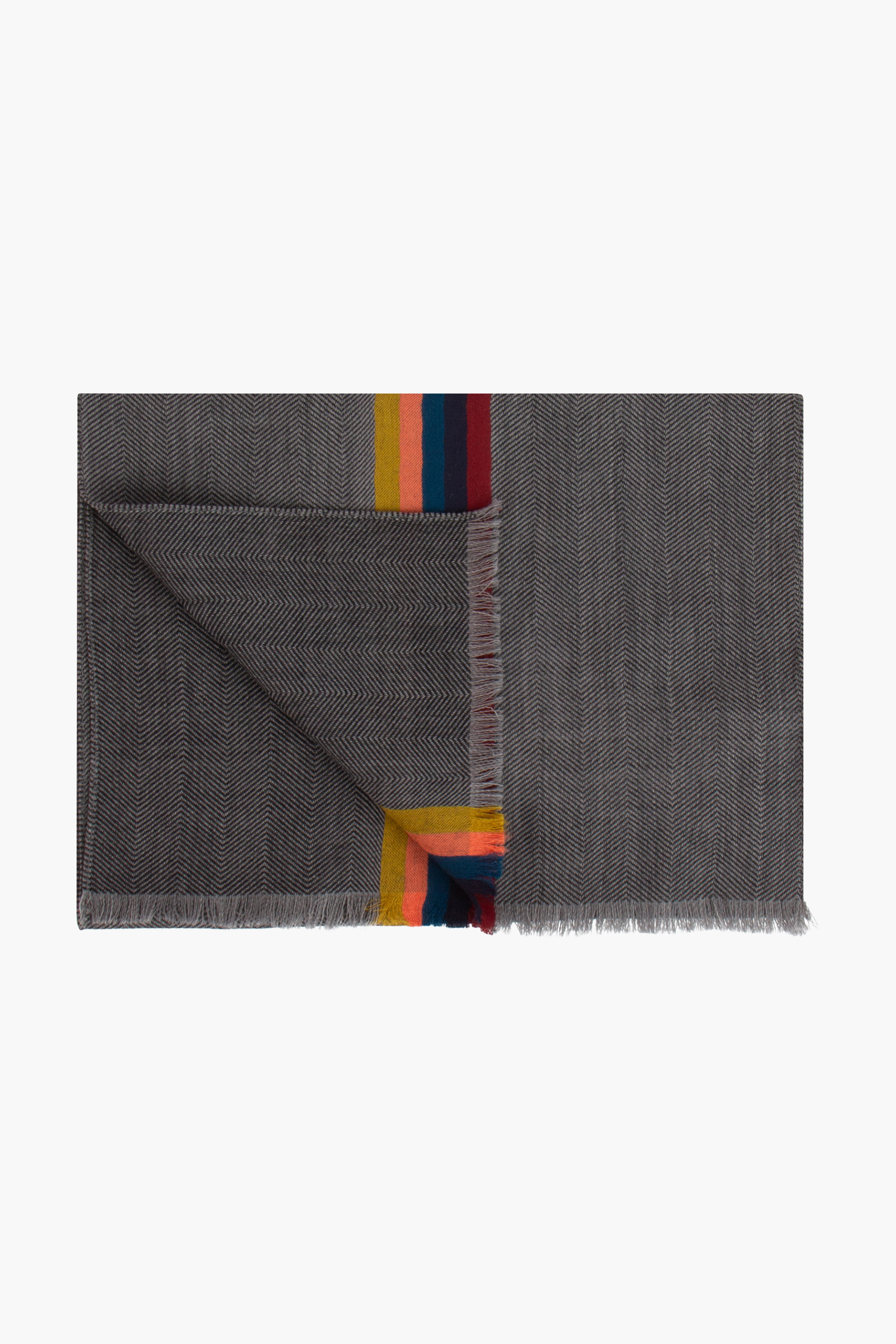 PAUL SMITH 'Artist Stripe' Band Herringbone Wool Blend Scarf