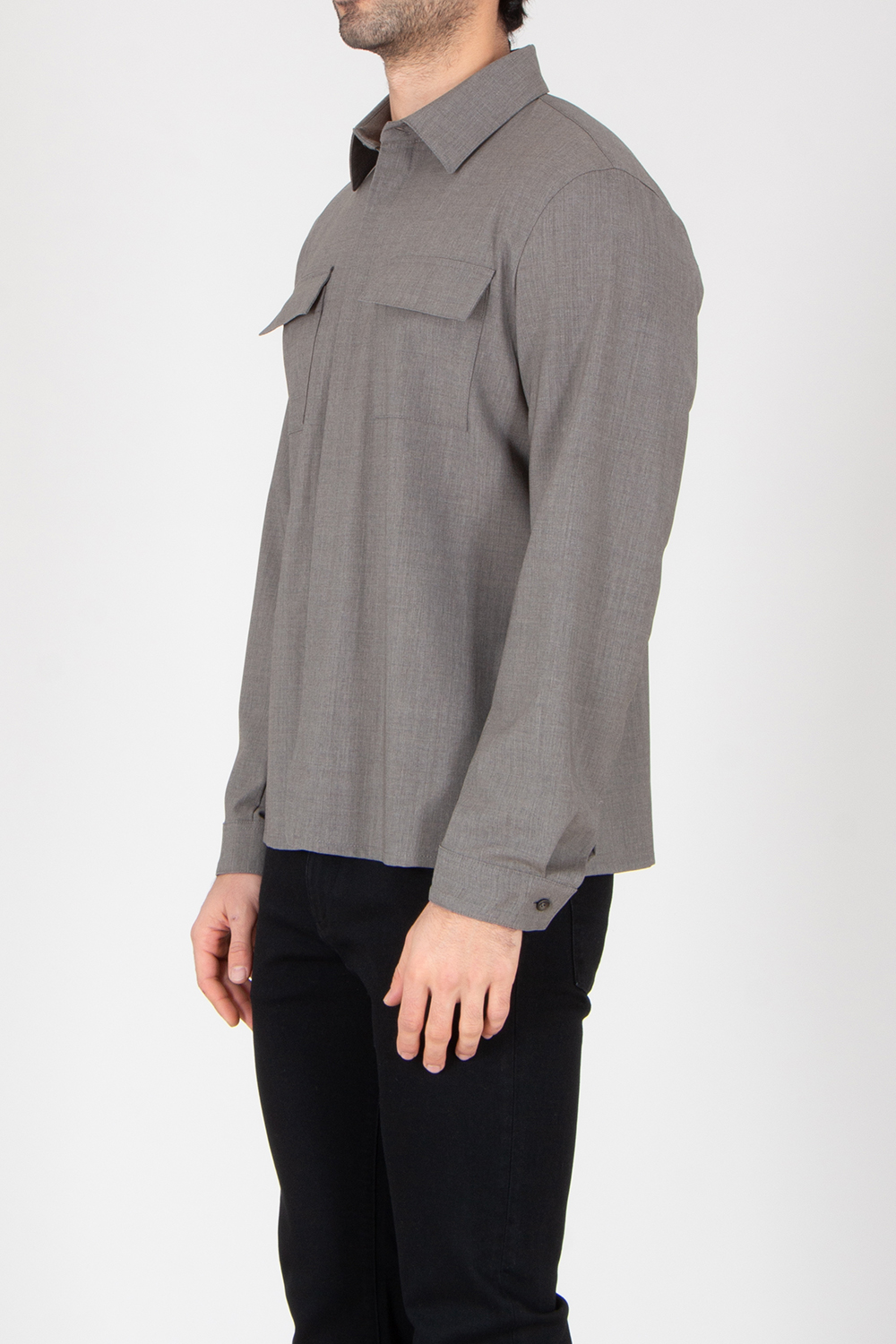 HERNO Regular Fit Bi-Stretch Virgin Wool Overshirt