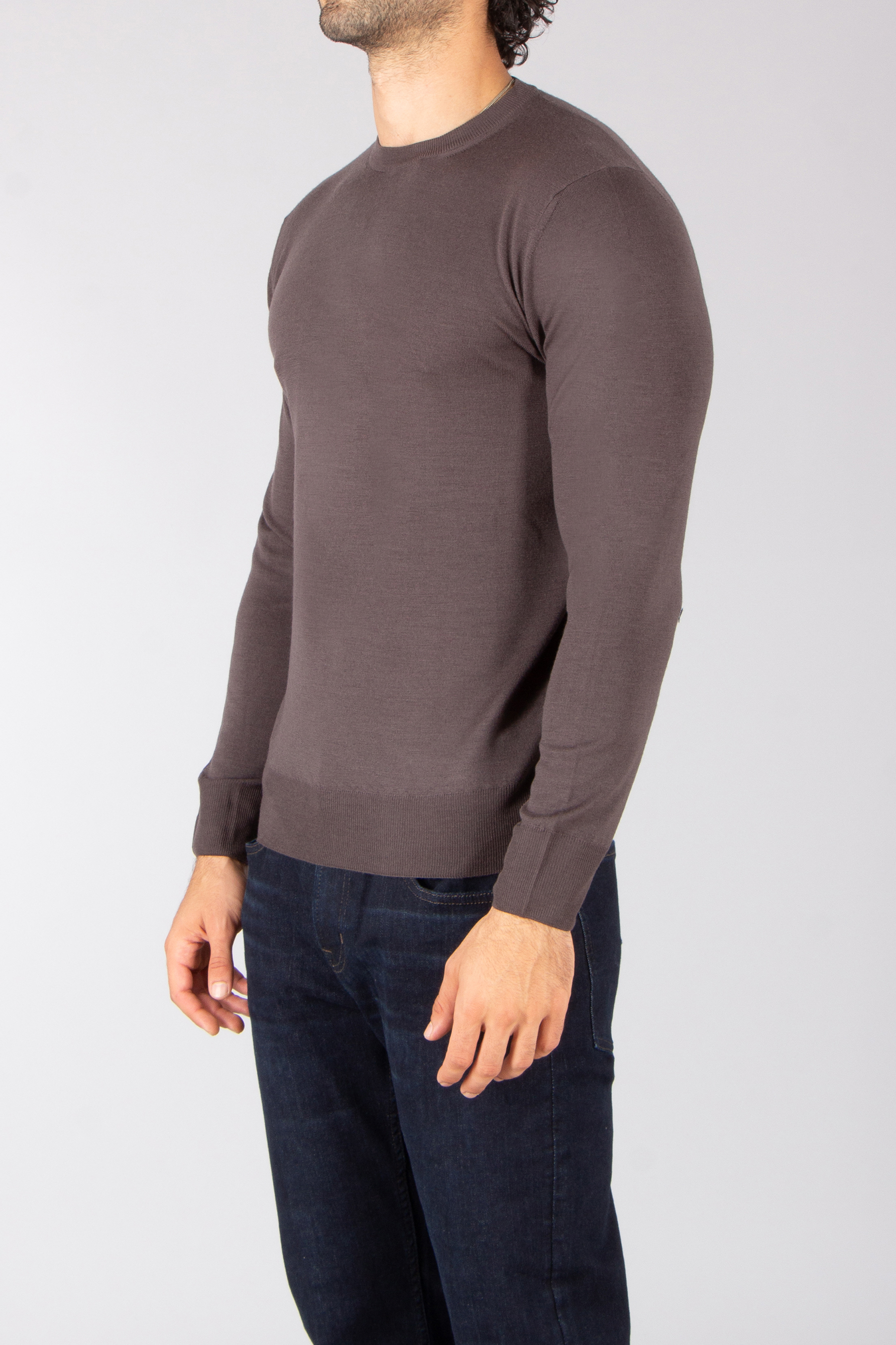CANALI Regular Fit Travel Wool Crew Neck Sweater Langarm, Ärmel, Erwachsener, Mann, Person