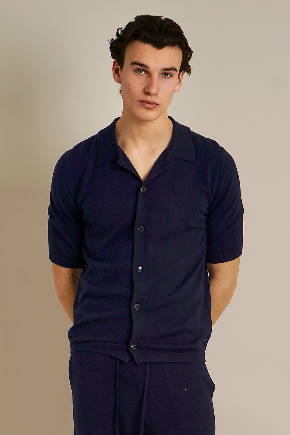 MIENTUS BERLIN Regular Fit Cashmere Short-Sleeve Knit Shirt